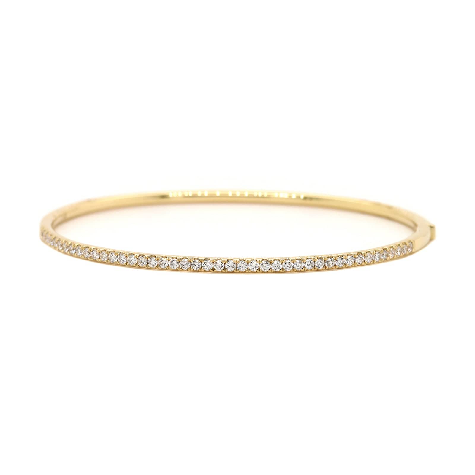 14K Yellow Gold Prong Set Round Diamond Bangle - Image 4