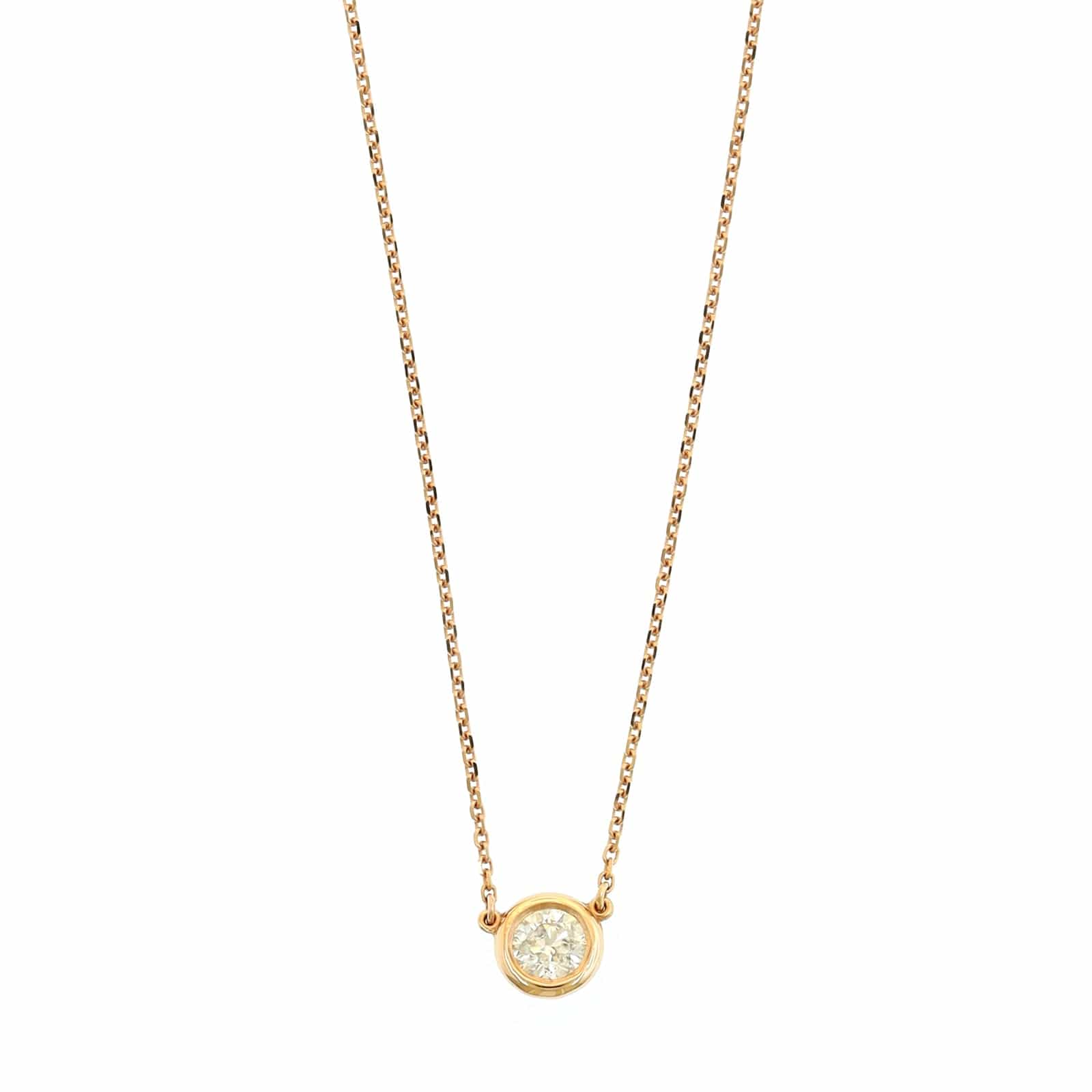 14K Rose Gold Bezel Set Diamond Pendant Necklace