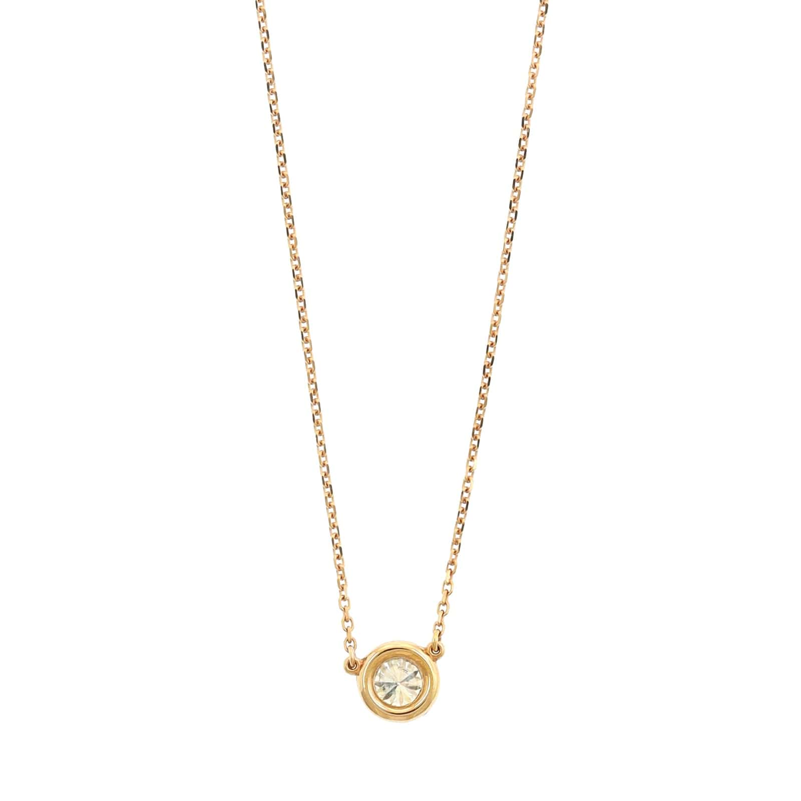 14K Rose Gold Bezel Set Diamond Pendant Necklace - Image 2