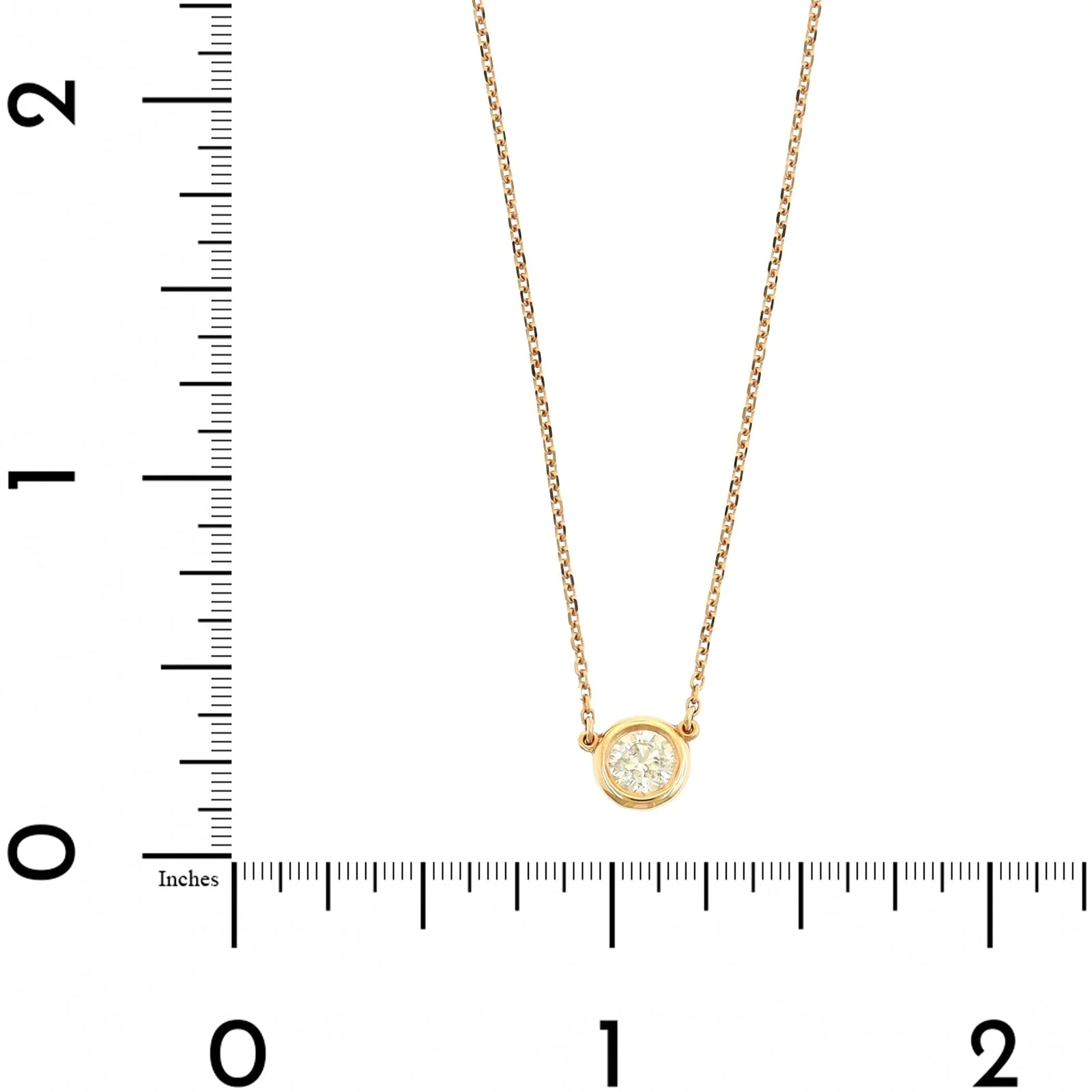14K Rose Gold Bezel Set Diamond Pendant Necklace - Image 4