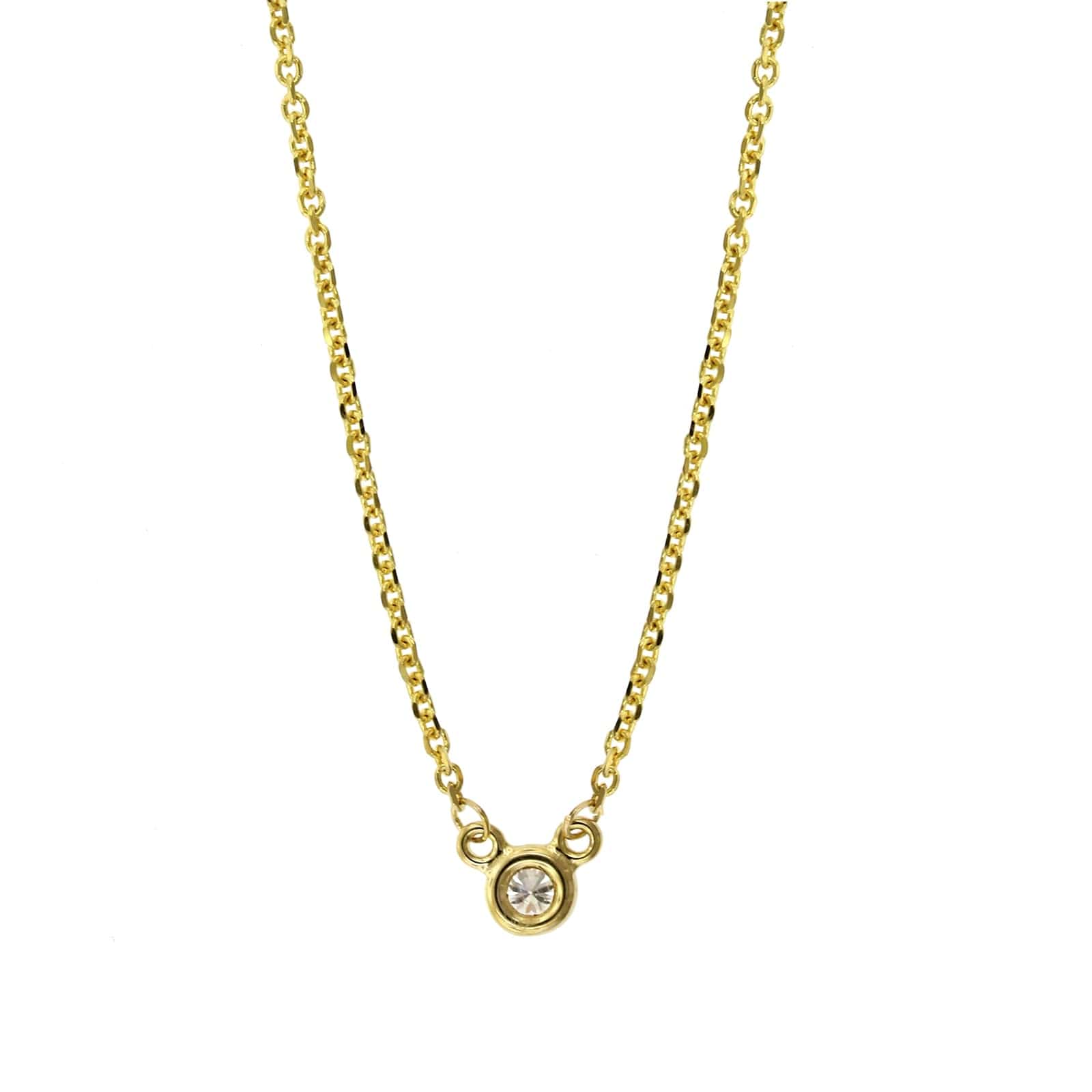 14K Yellow Gold Diamond Bezel Necklace - Image 2