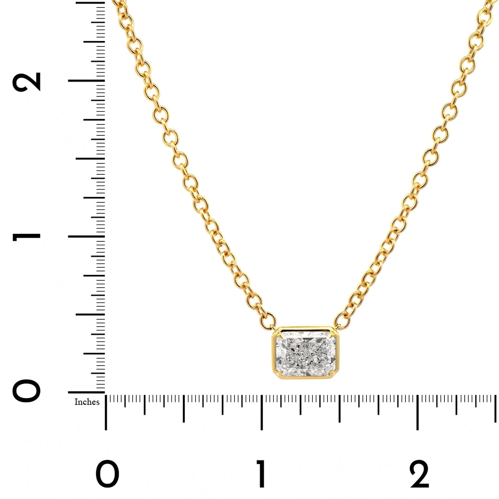 18K Yellow Gold Radiant Diamond Pendant Necklace - Image 4