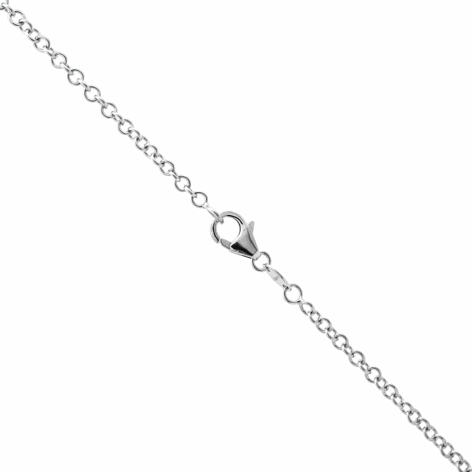 18K White Gold Oval Diamond Pendant Necklace - Image 3