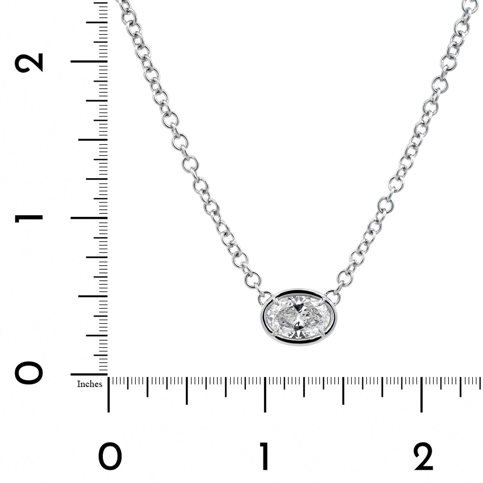 18K White Gold Oval Diamond Pendant Necklace - Image 4