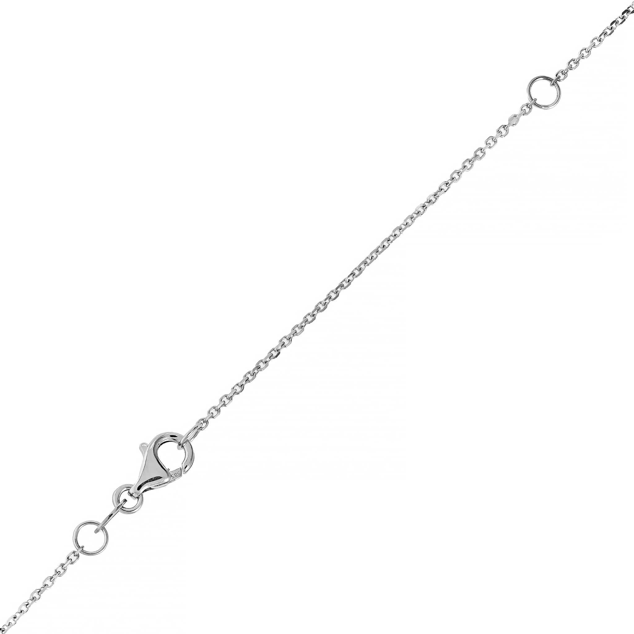 14K White Gold Bezel Set Diamond Pendant Necklace - Image 3