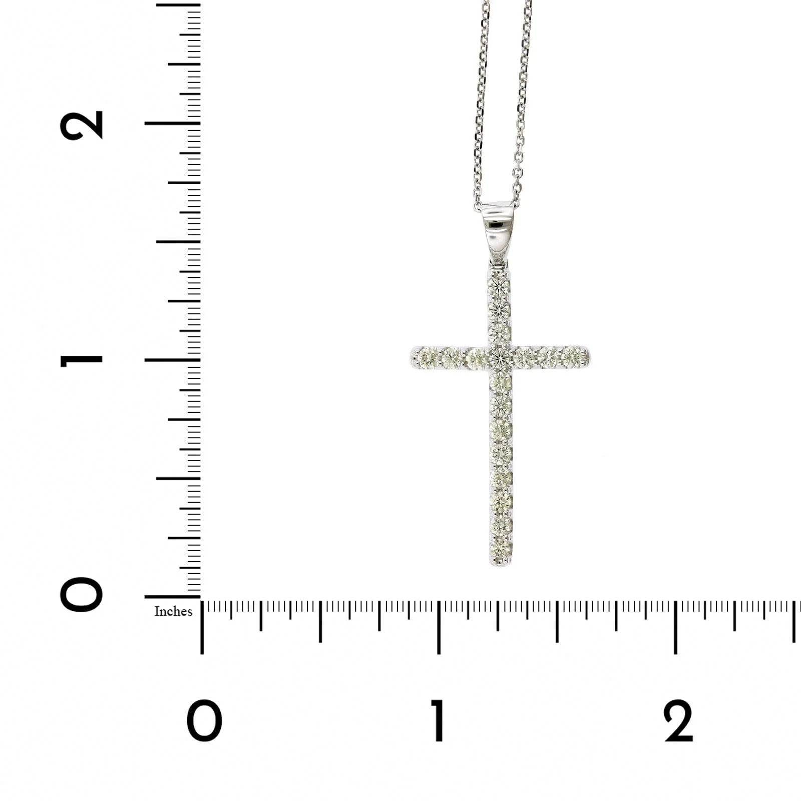 14K White Gold Slim Diamond Cross Necklace - Image 4
