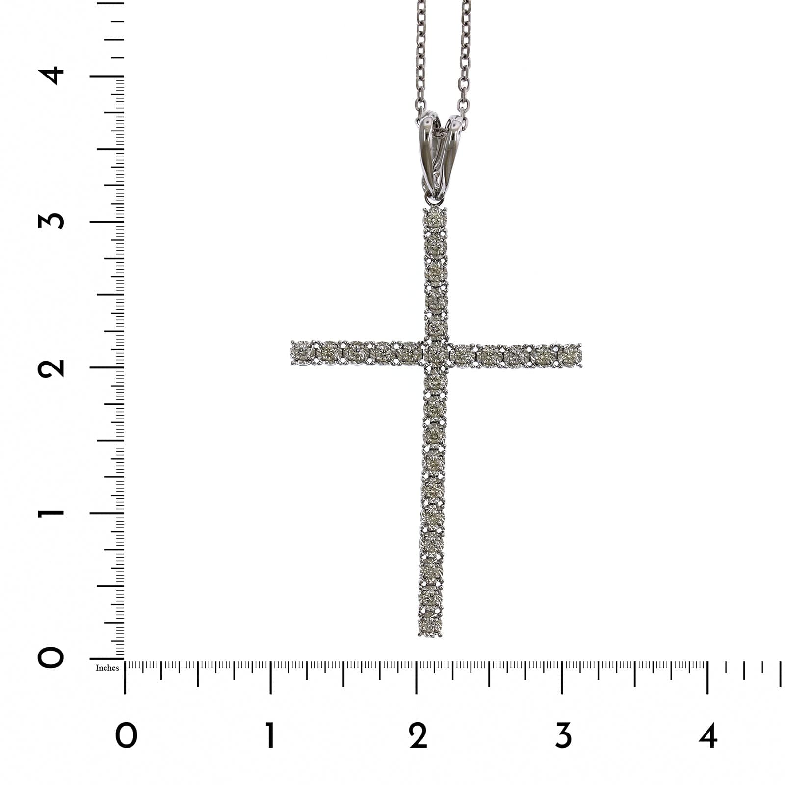 14K White Gold Slim Diamond Cross Necklace - Image 4