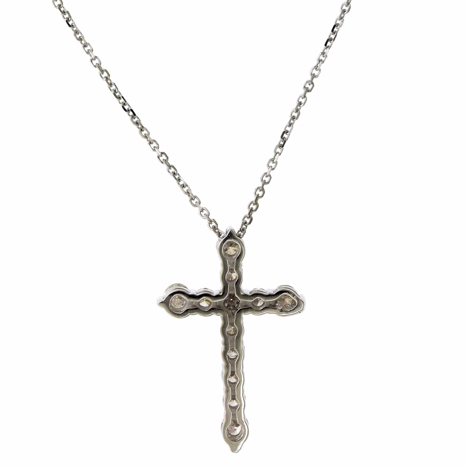 14K White Gold Diamond Cross Necklace - Image 2