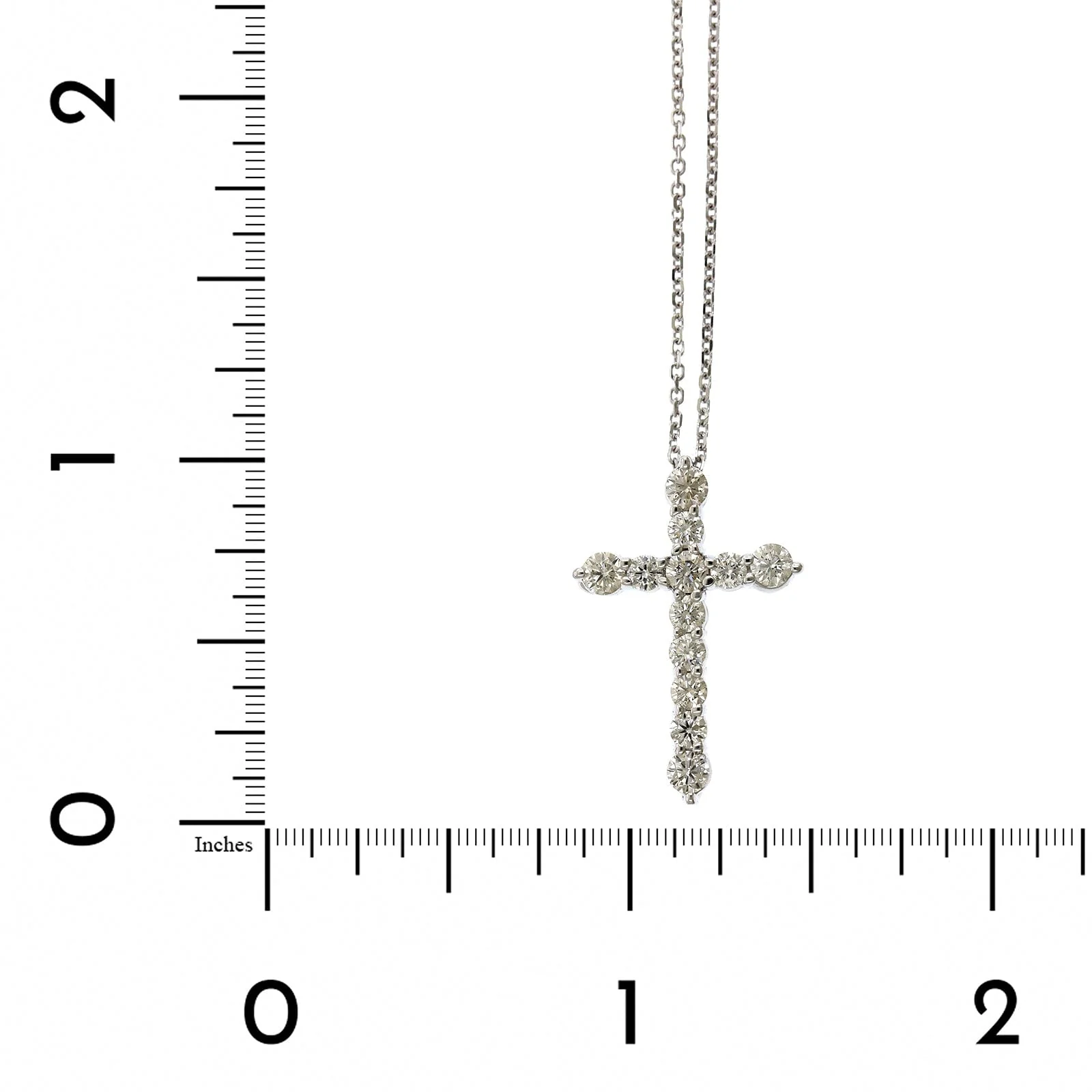 14K White Gold Diamond Cross Necklace - Image 4