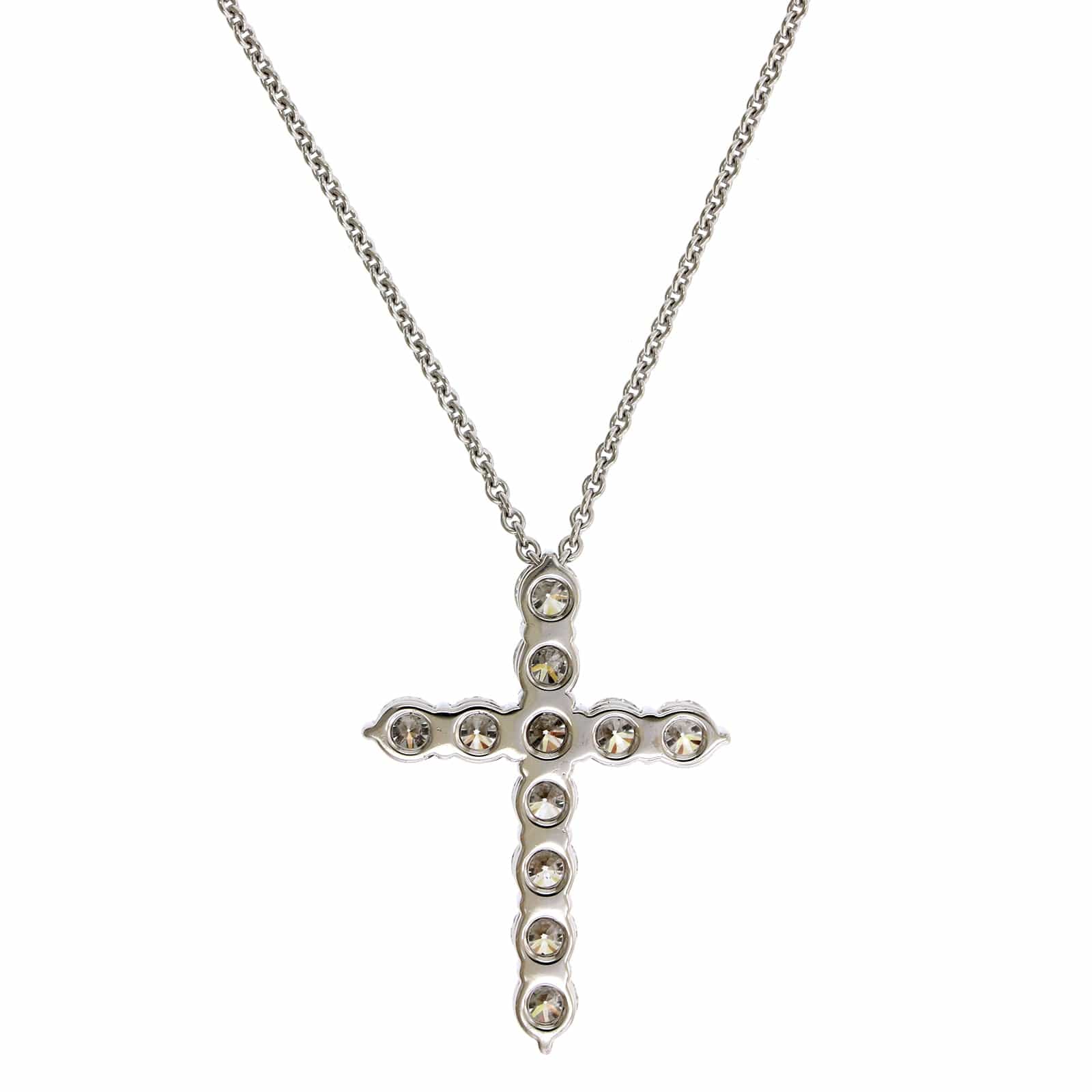 18K White Gold Diamond Cross Pendant - Image 2