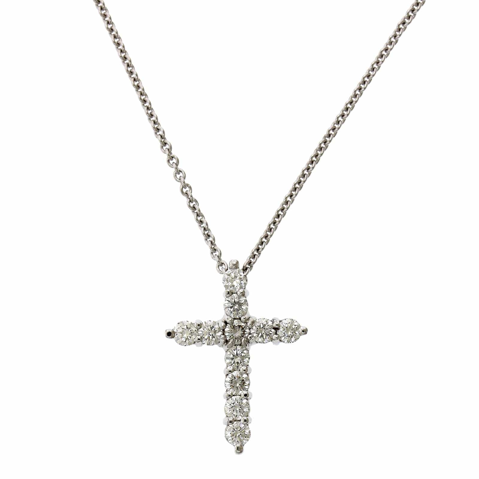 18K White Gold Diamond Cross Pendant - Image 5