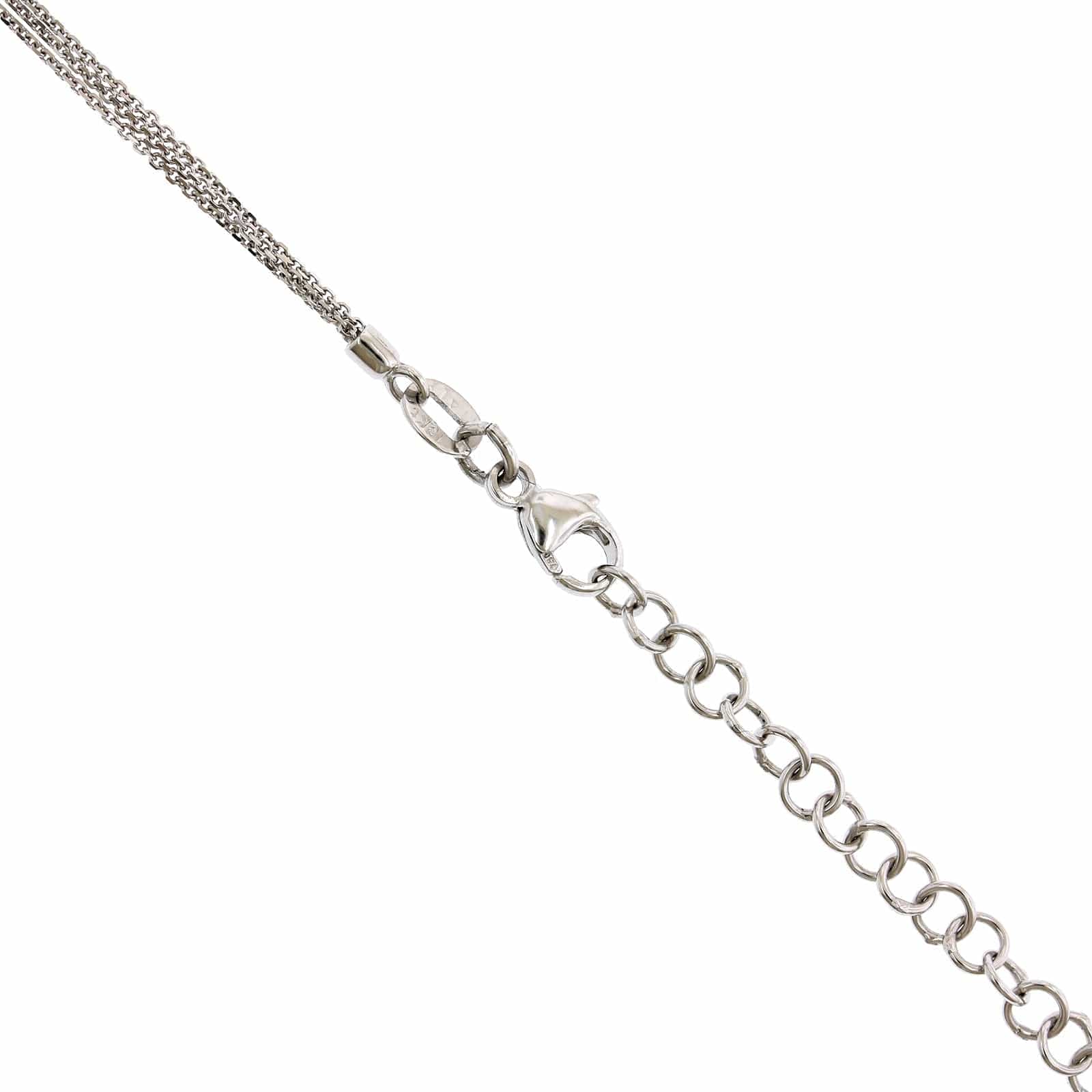 18K White Gold Oval Cut Diamond Cross Pendant - Image 3