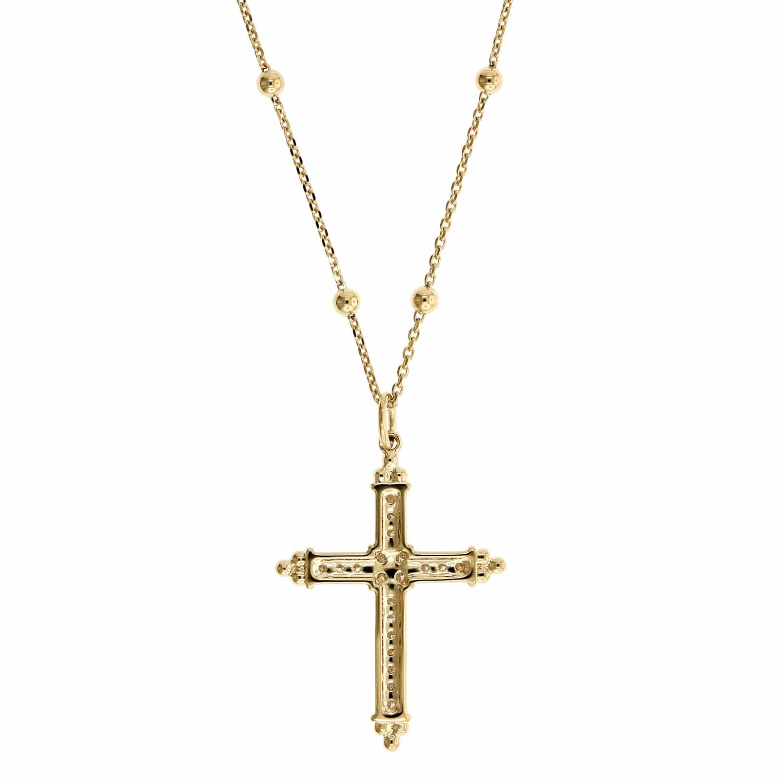 14K Yellow Gold Diamond Cross Pendant - Image 2