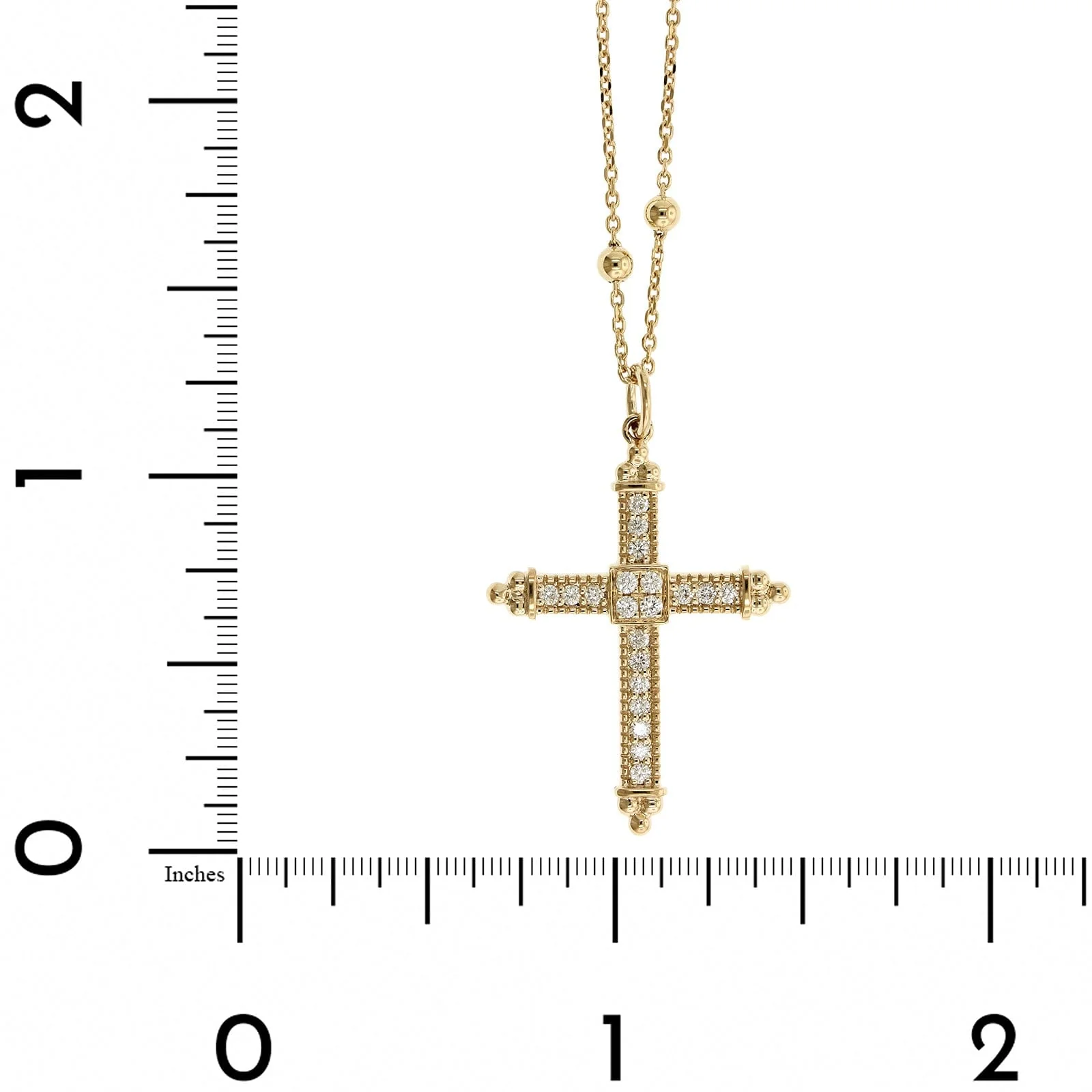 14K Yellow Gold Diamond Cross Pendant - Image 4