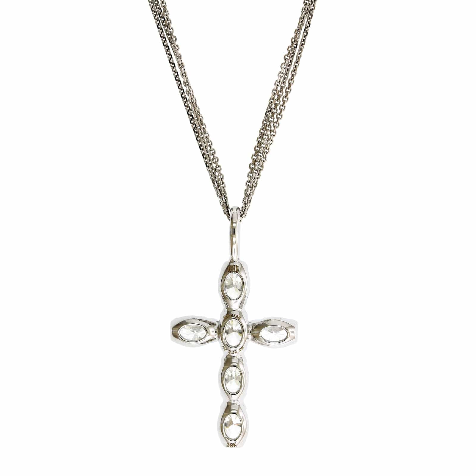 18K White Gold Diamond Cross Necklace - Image 2