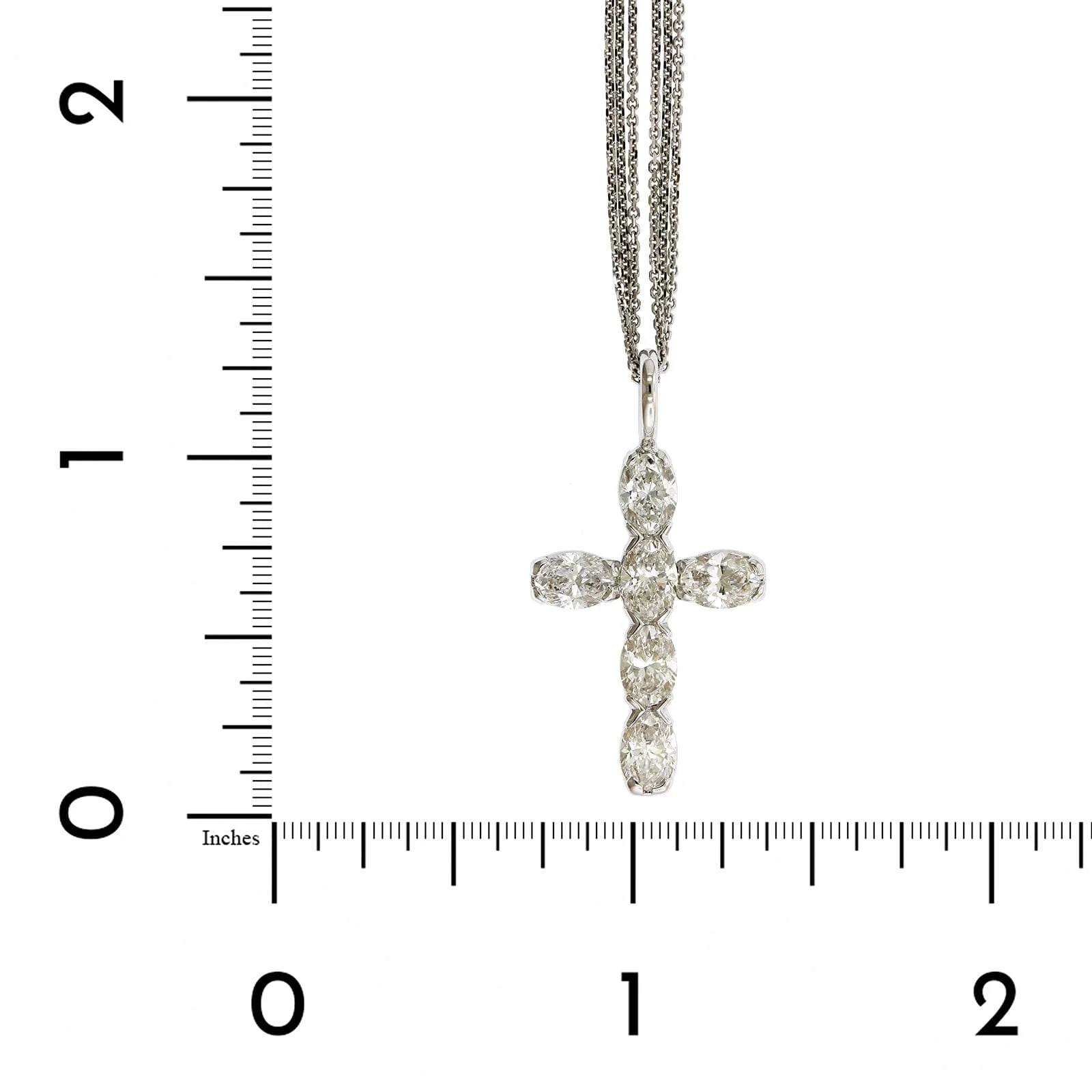 18K White Gold Diamond Cross Necklace - Image 4