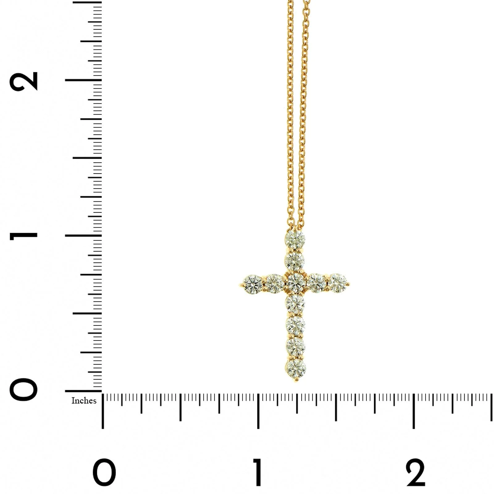 18K Yellow Gold Diamond Cross Pendant Necklace - Image 4