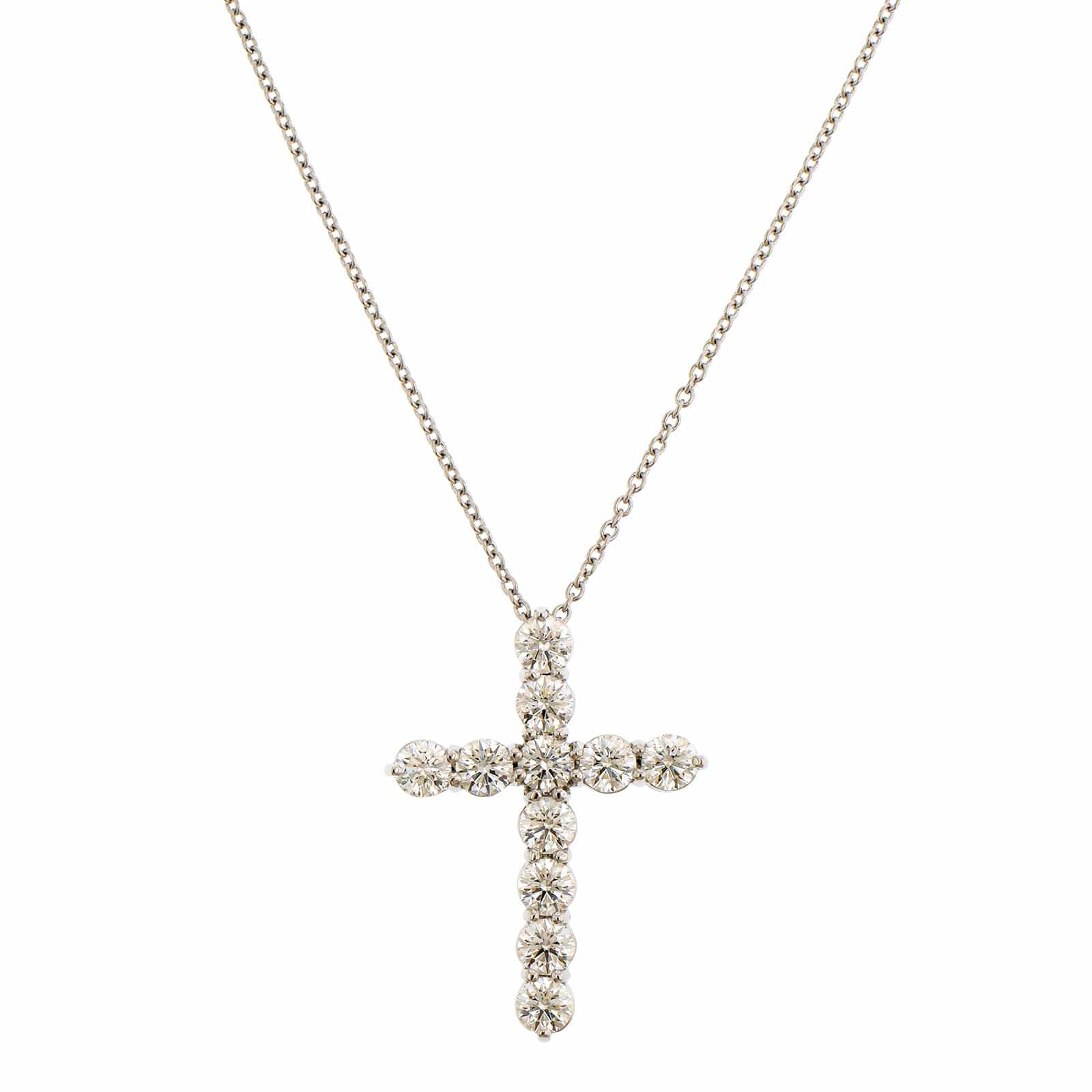 Platinum Diamond Cross Pendant Necklace