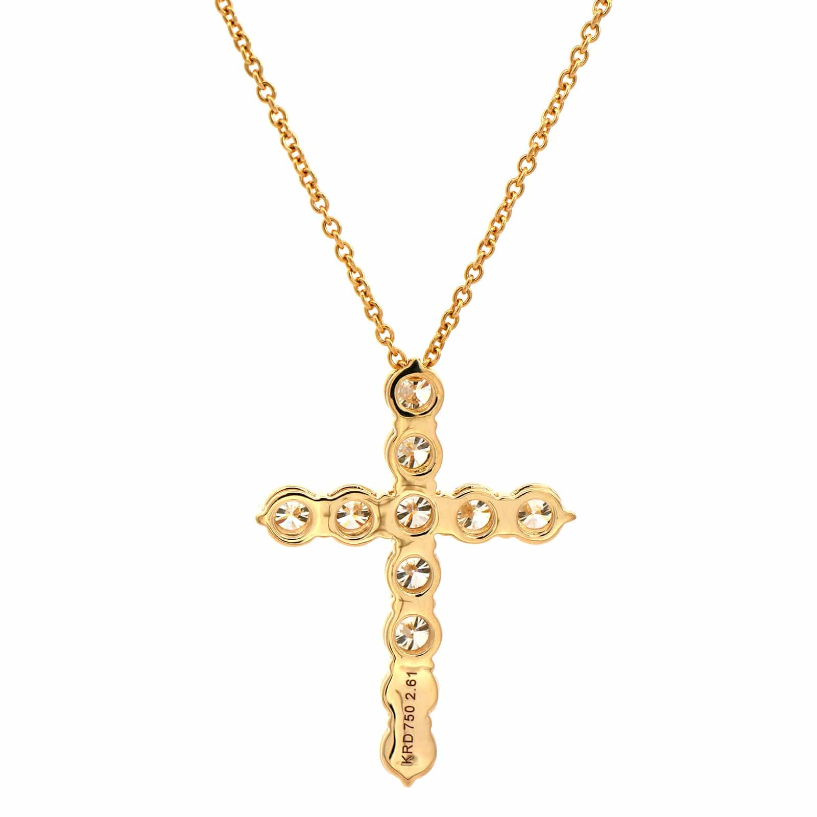 18K Yellow Gold Diamond Cross Pendant 16-18" Necklace - Image 2