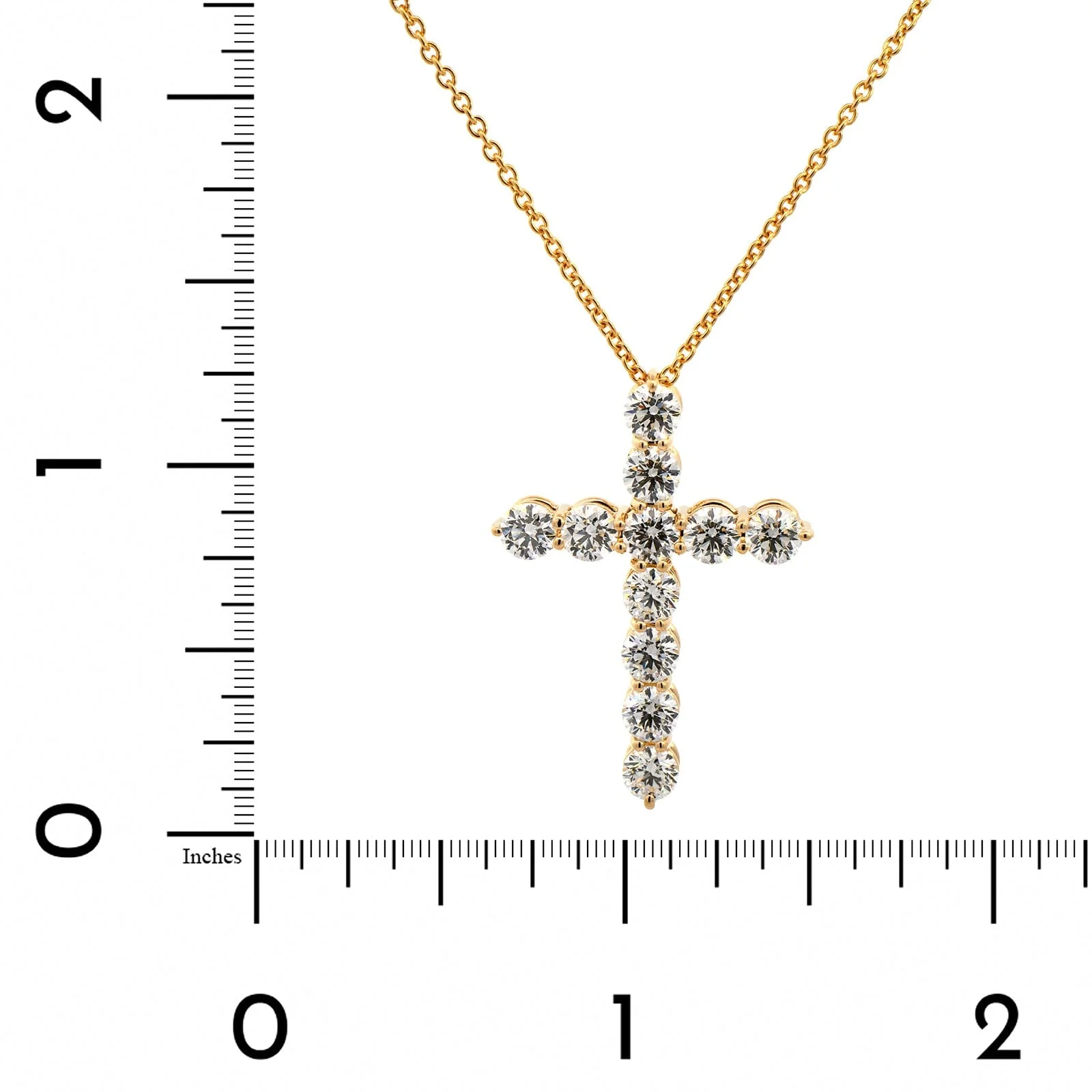 18K Yellow Gold Diamond Cross Pendant Necklace - Image 4