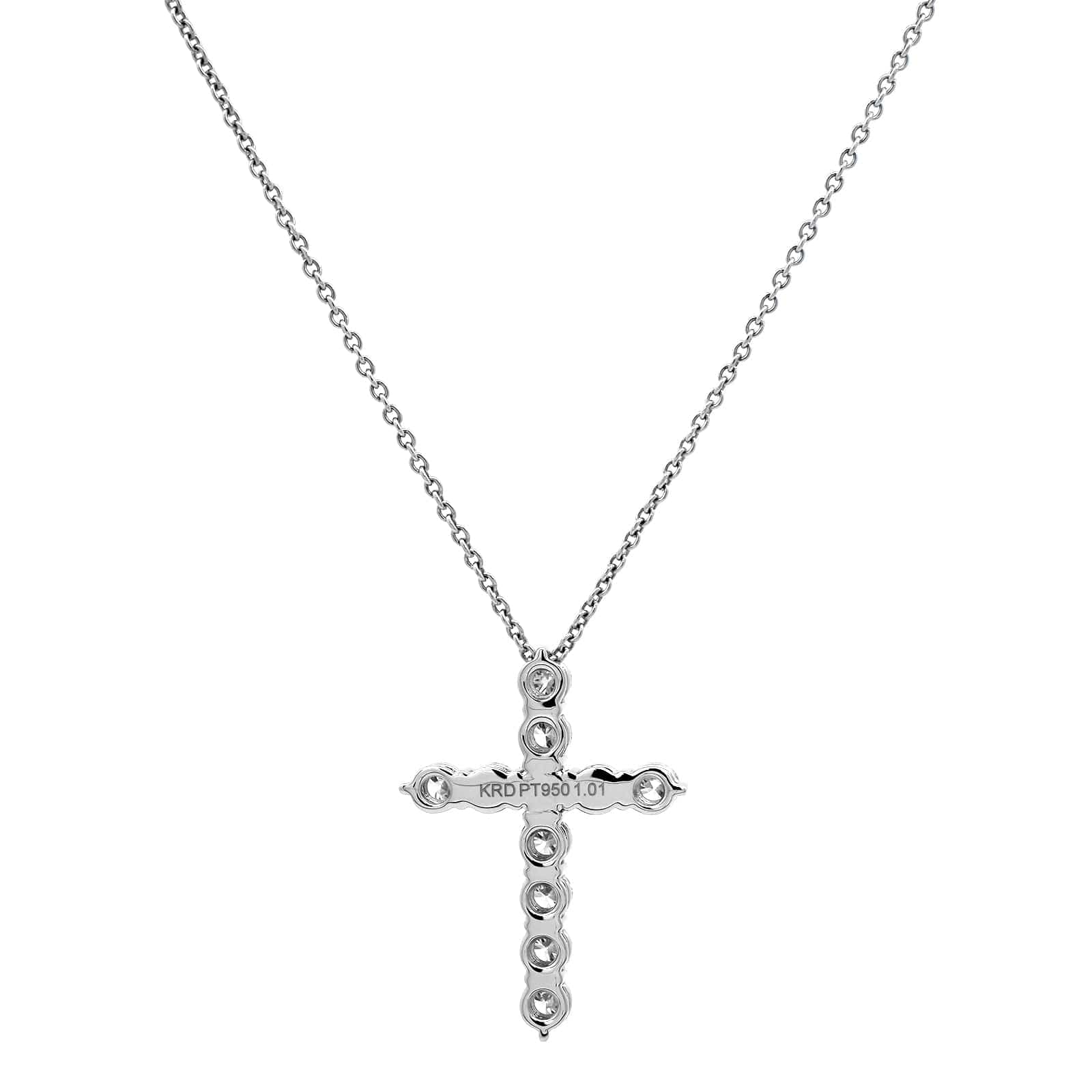 Platinum Diamond Cross Pendant Necklace - Image 2