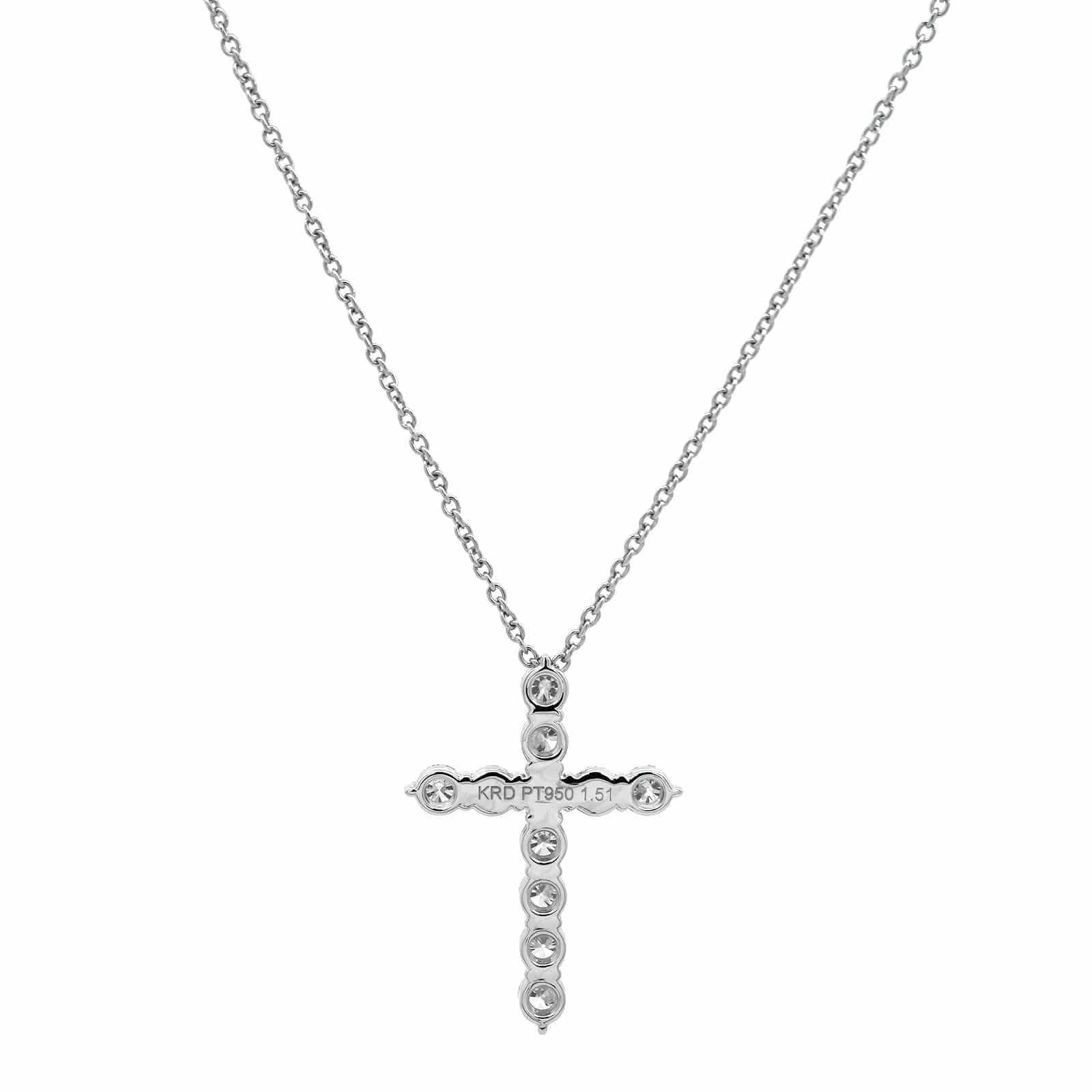 Platinum Diamond Cross Pendant Necklace - Image 2