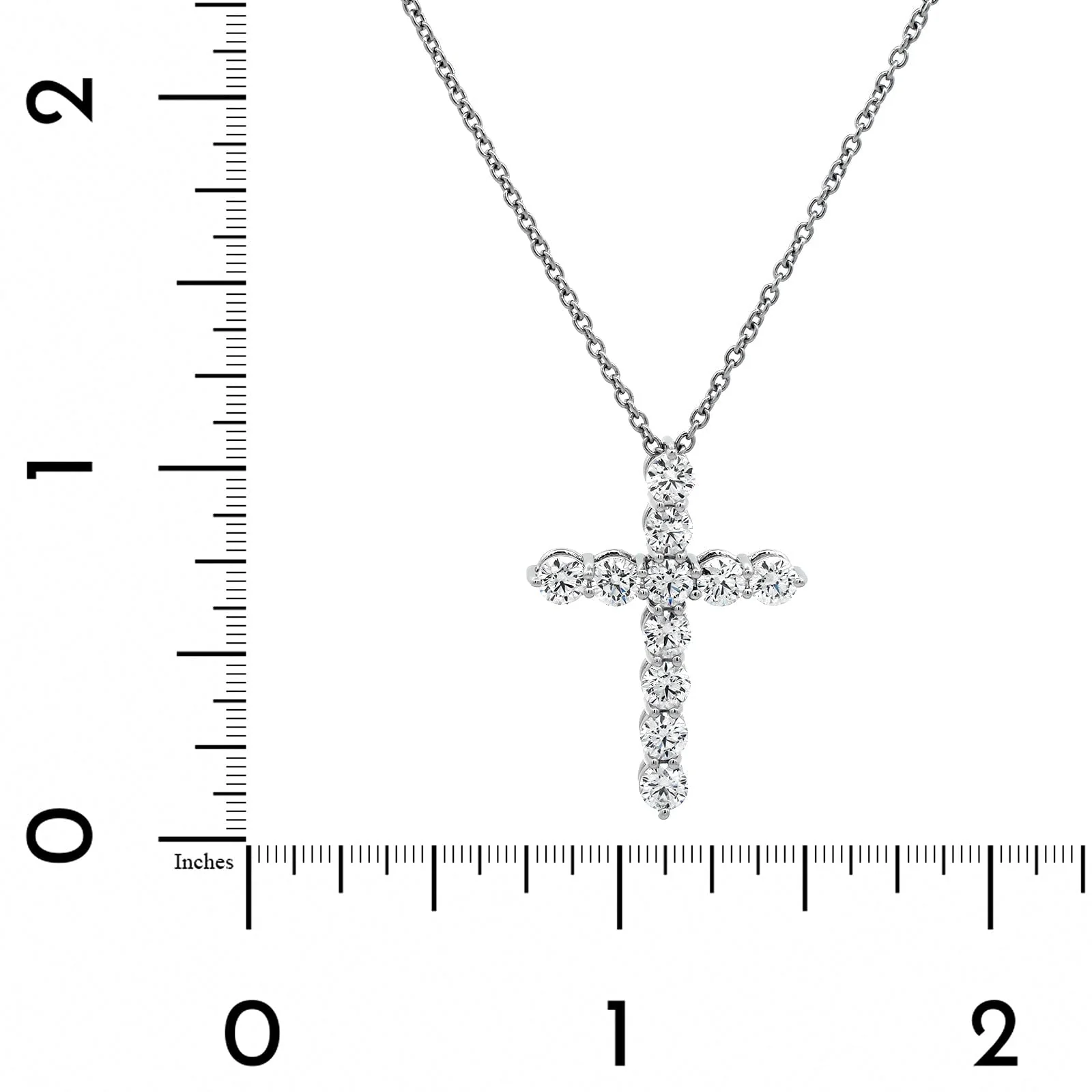 Platinum Diamond Cross Pendant Necklace - Image 4