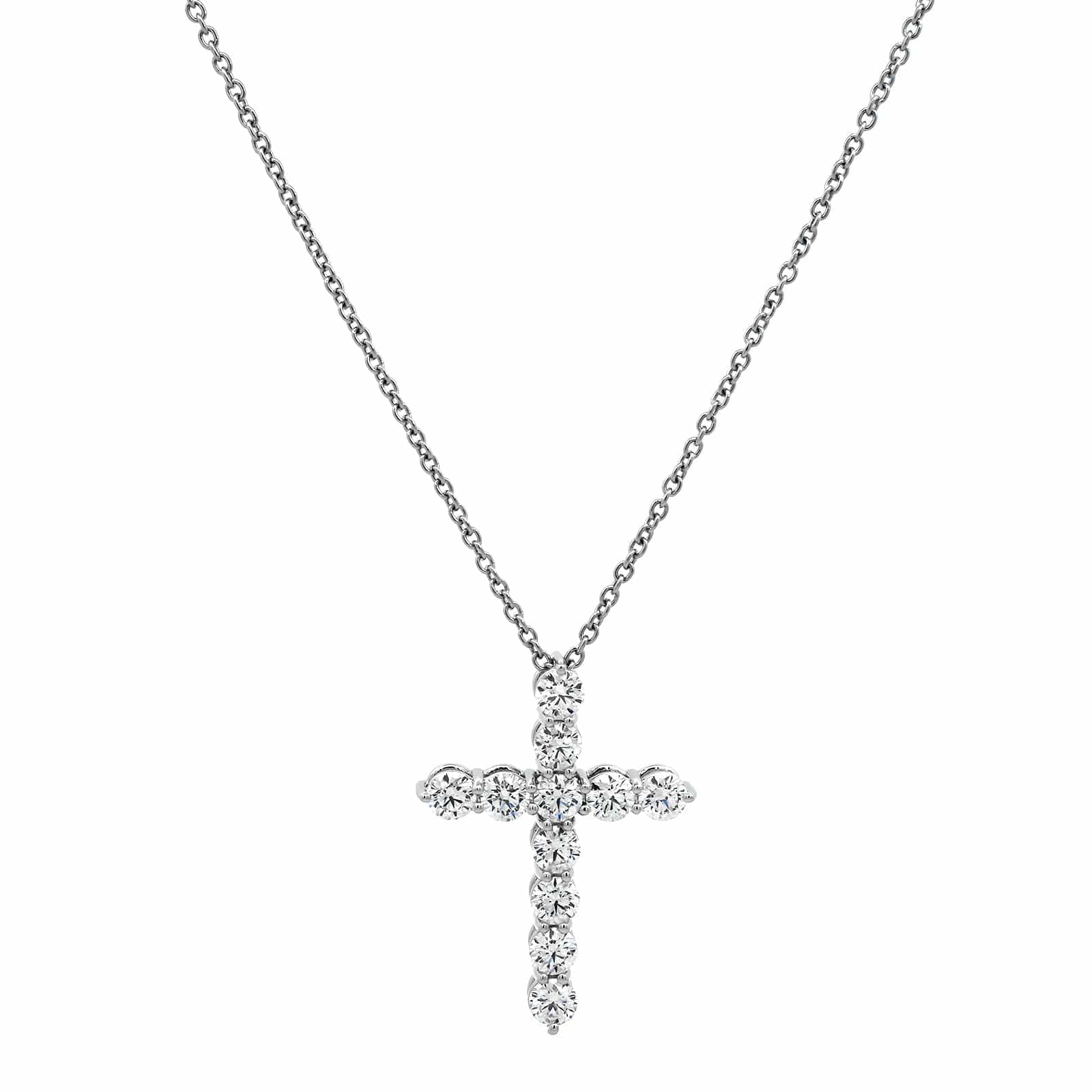 Platinum Diamond Cross Pendant Necklace - Image 5