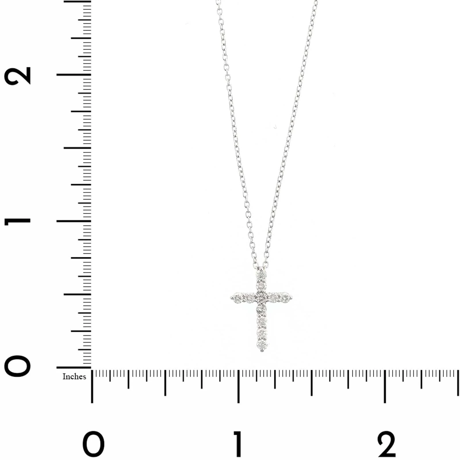 14K White Gold Shared Prong Diamond Cross Pendant Necklace - Image 4