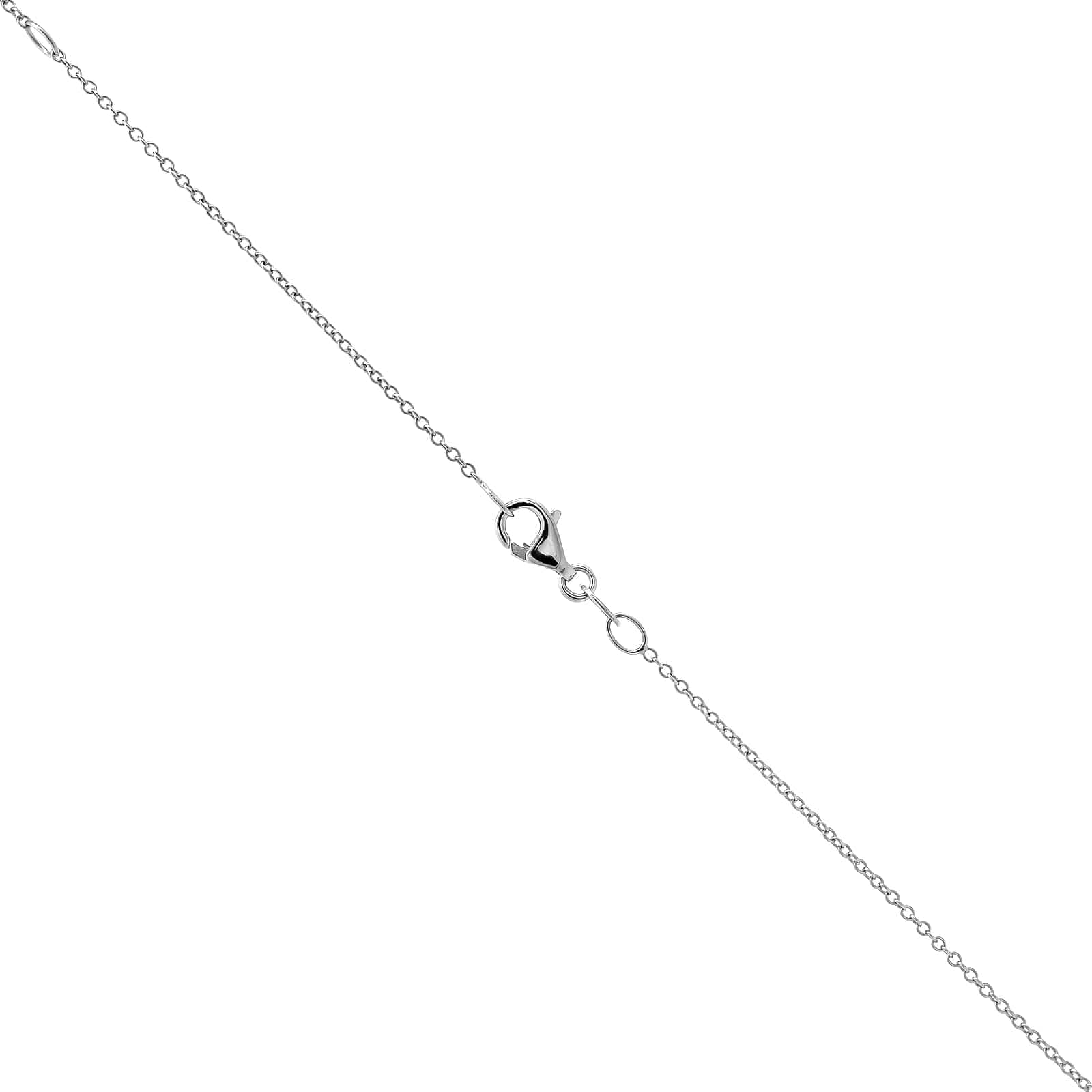 14K White Gold Shared Prong Diamond Cross Pendant Necklace - Image 3