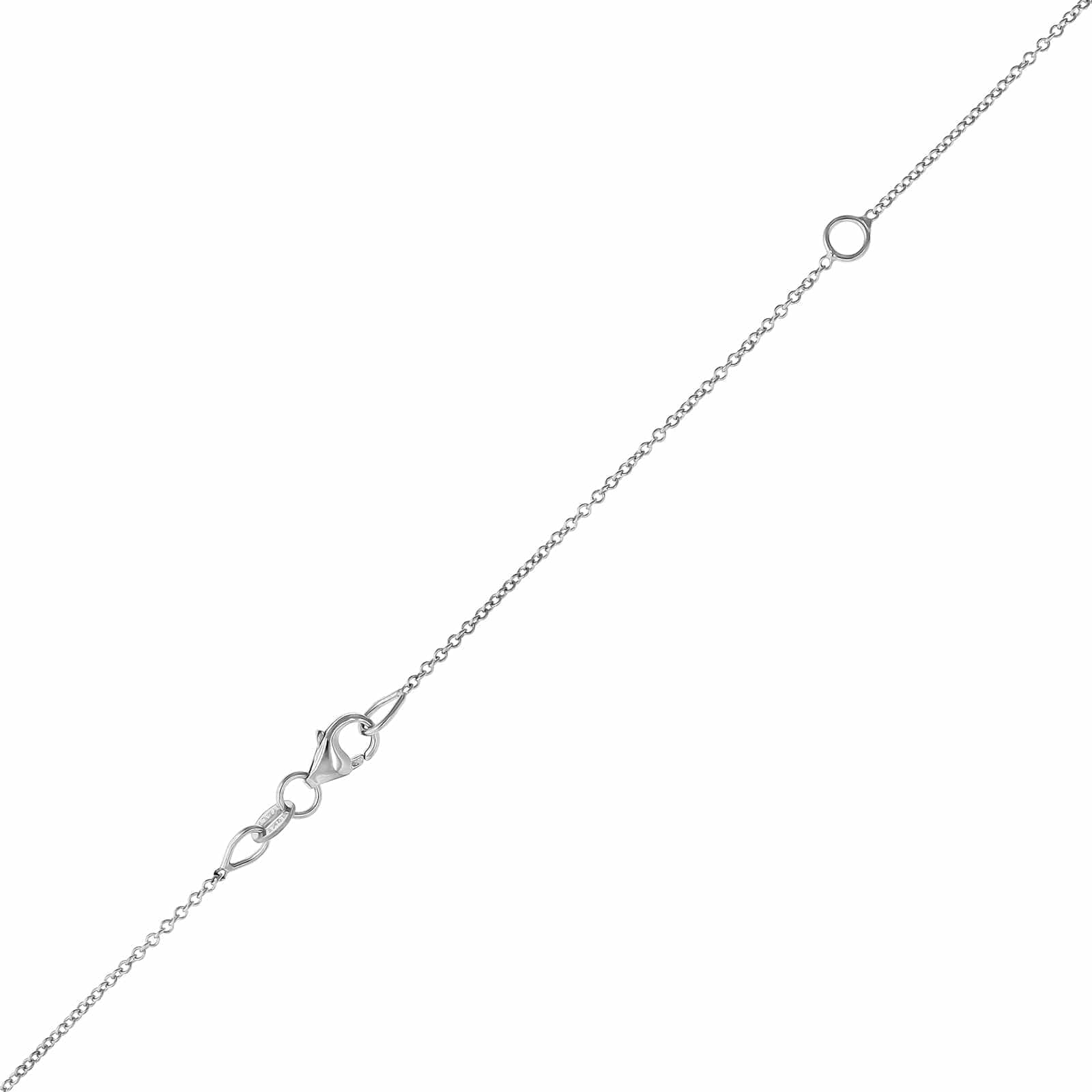 18K White Gold Single Prong Round Diamond Cross Pendant Necklace - Image 3
