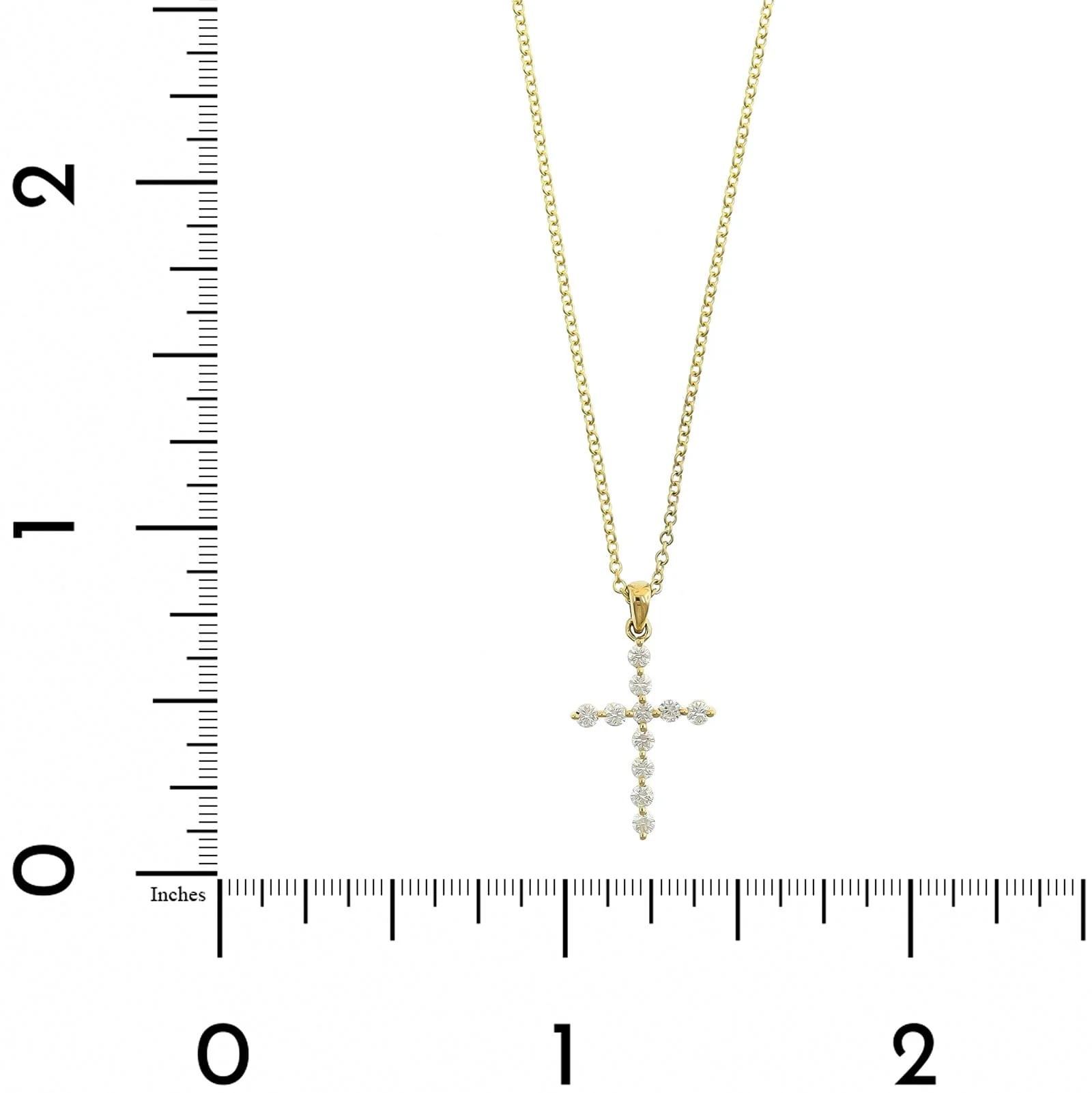 18K Yellow Gold Single Prong Round Diamond Cross Pendant Necklace - Image 4