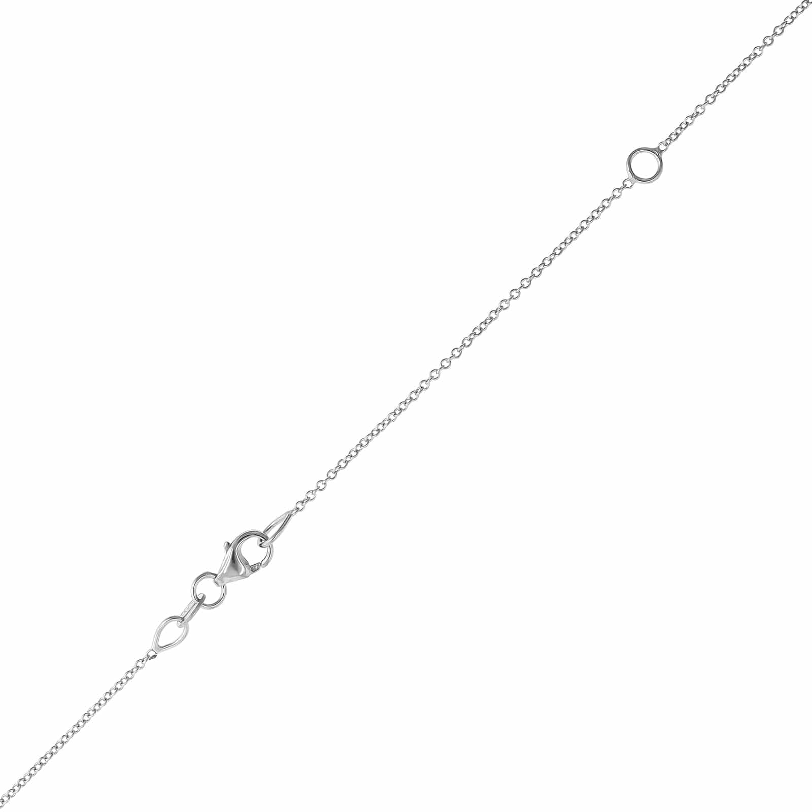 18K White Gold Single Prong Round Diamond Cross Pendant Necklace - Image 3