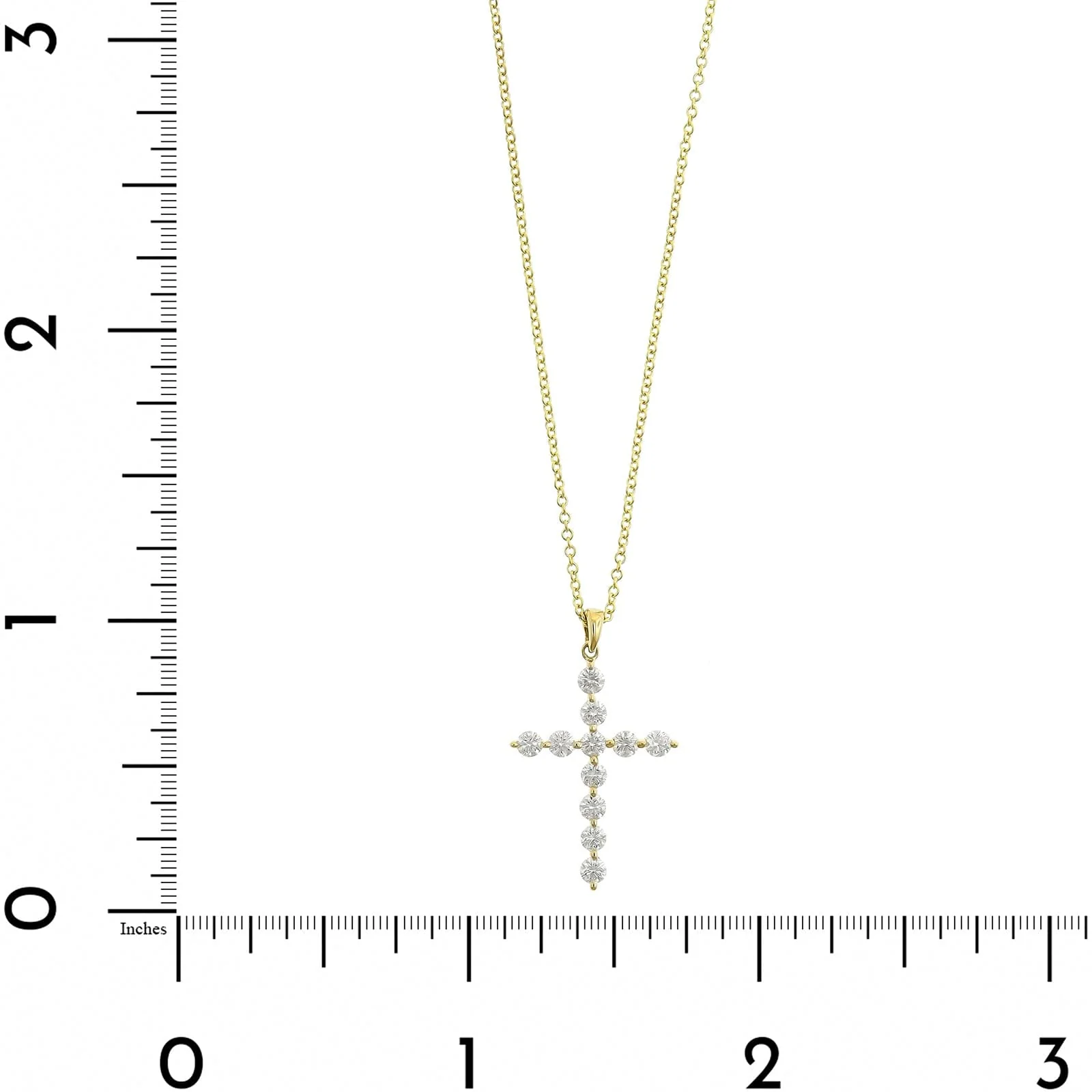 18K Yellow Gold Single Prong Round Diamond Cross Pendant Necklace - Image 4