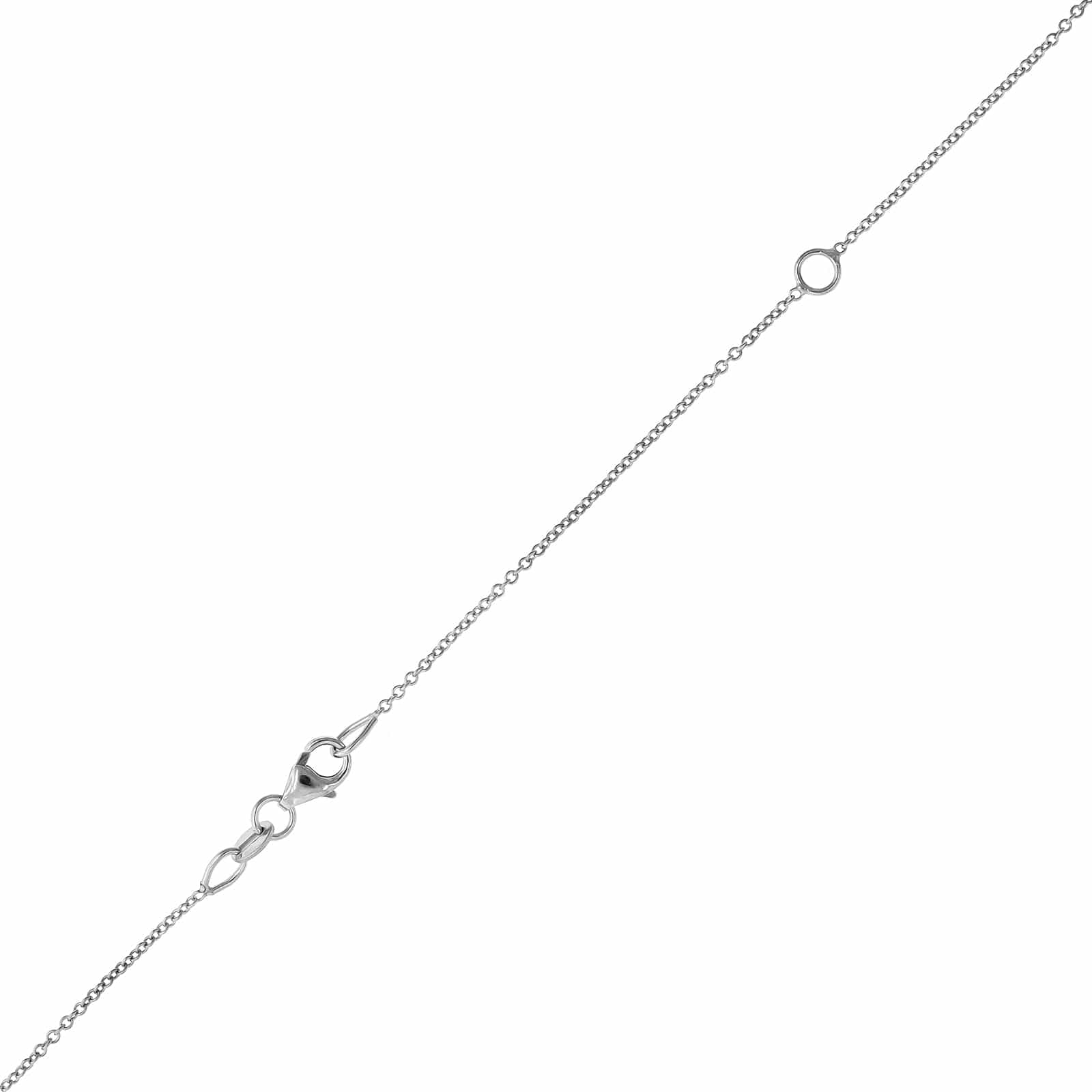 18K White Gold Shared Prong Round Diamond Cross Pendant Necklace - Image 3
