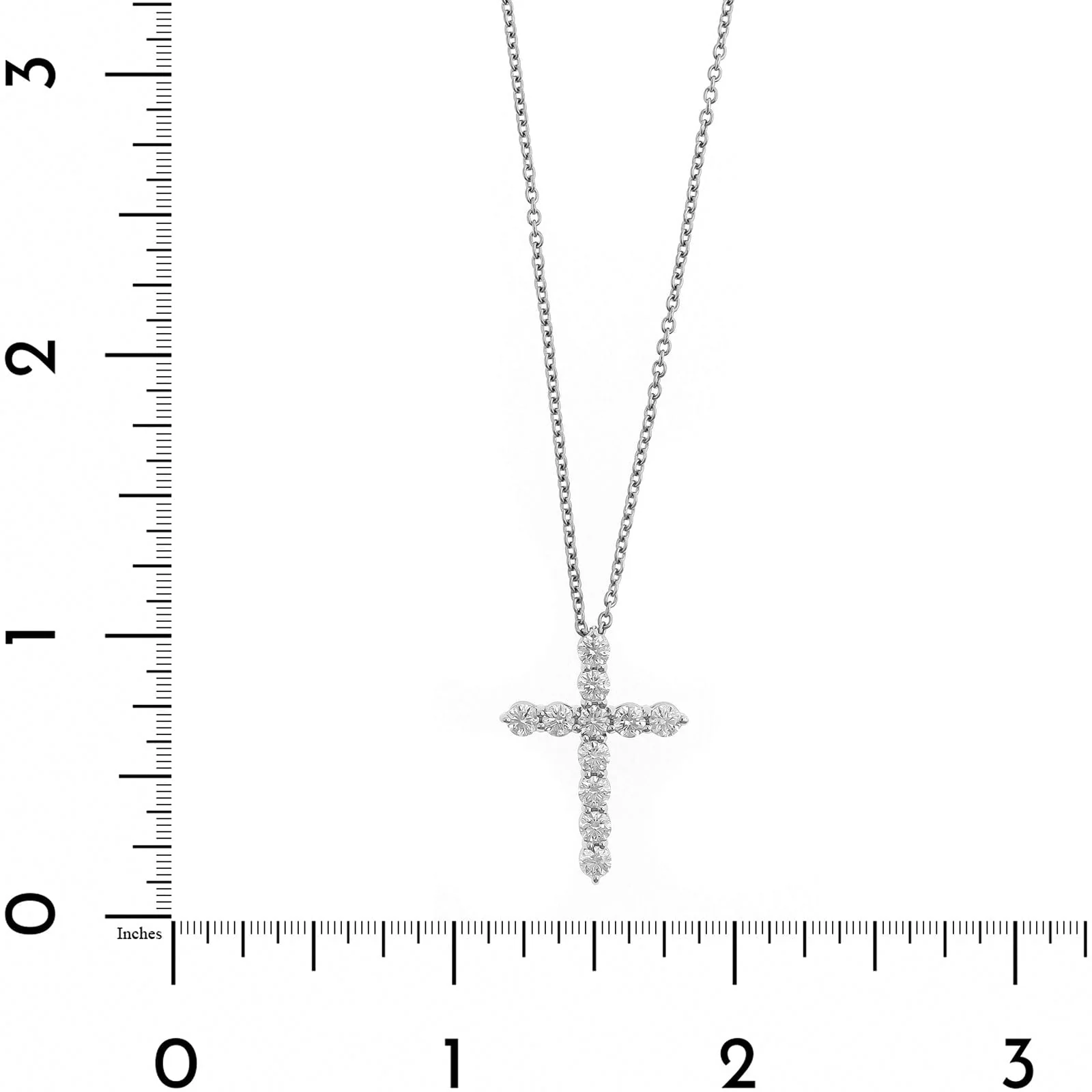 Platinum Round Diamond Cross Pendant Necklace - Image 4