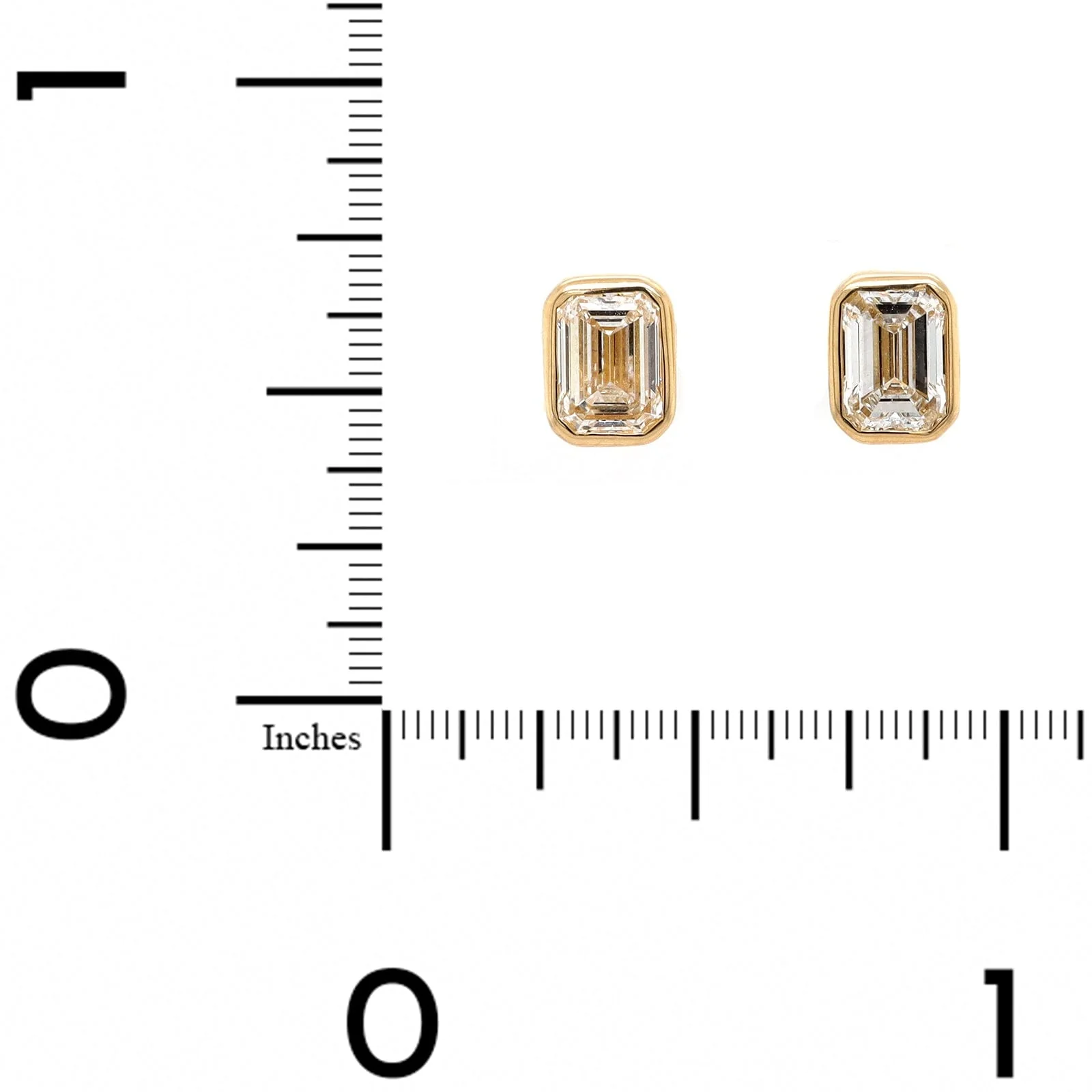 18K Yellow Gold 1CTW Emerald Cut Diamond Stud Earrings - Image 2