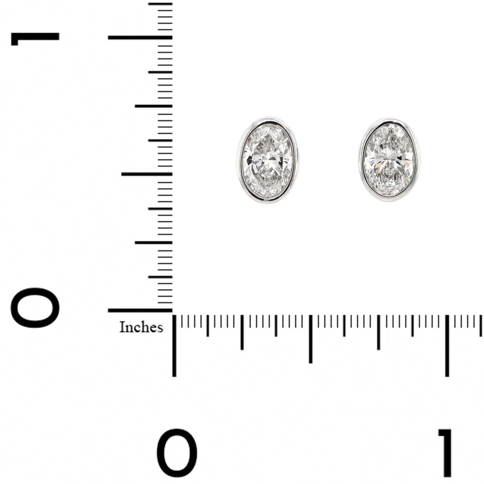 18K White Gold 1CTW Oval Diamond Stud Earrings - Image 2