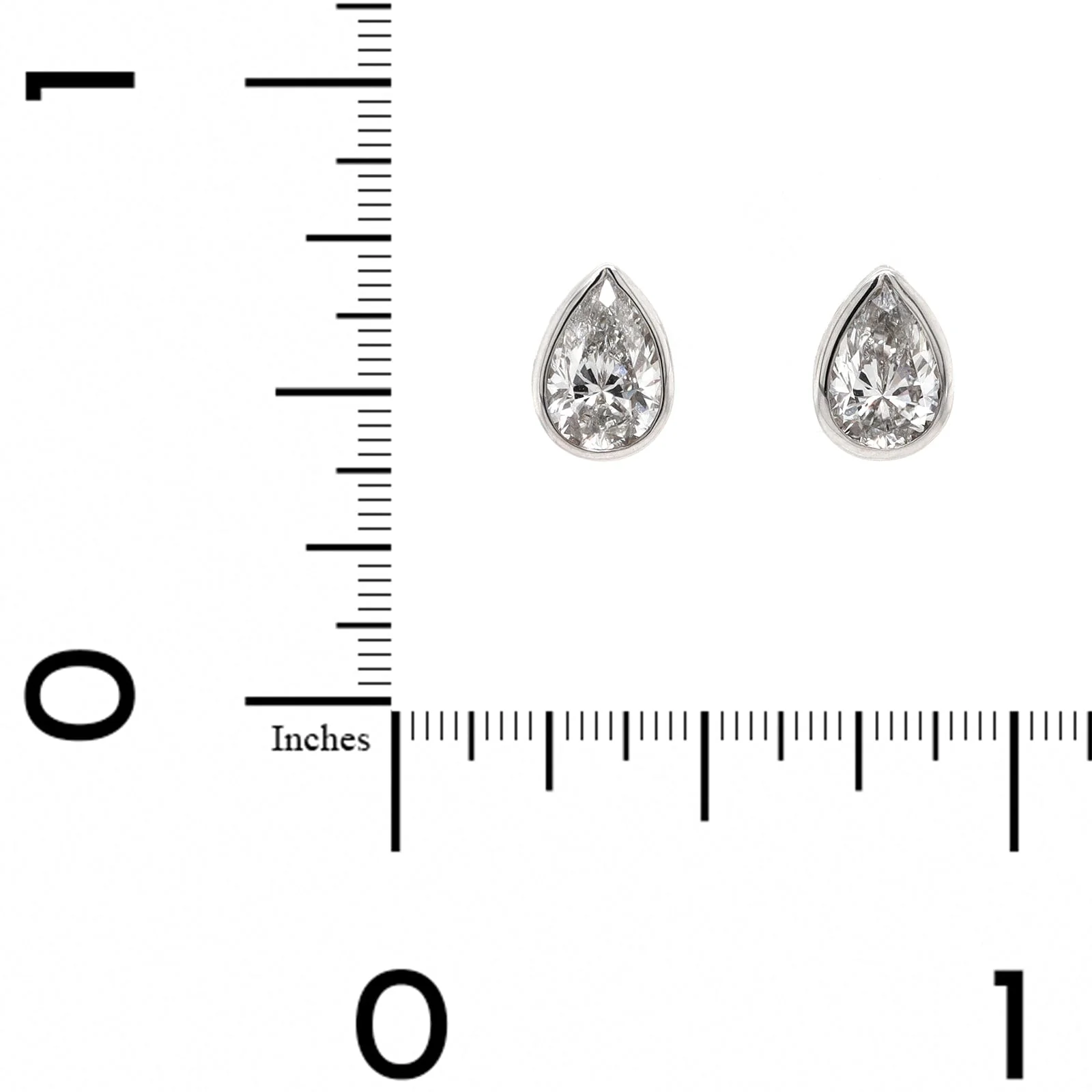 18K White Gold 1CTW Pear Shaped Diamond Stud Earrings - Image 2