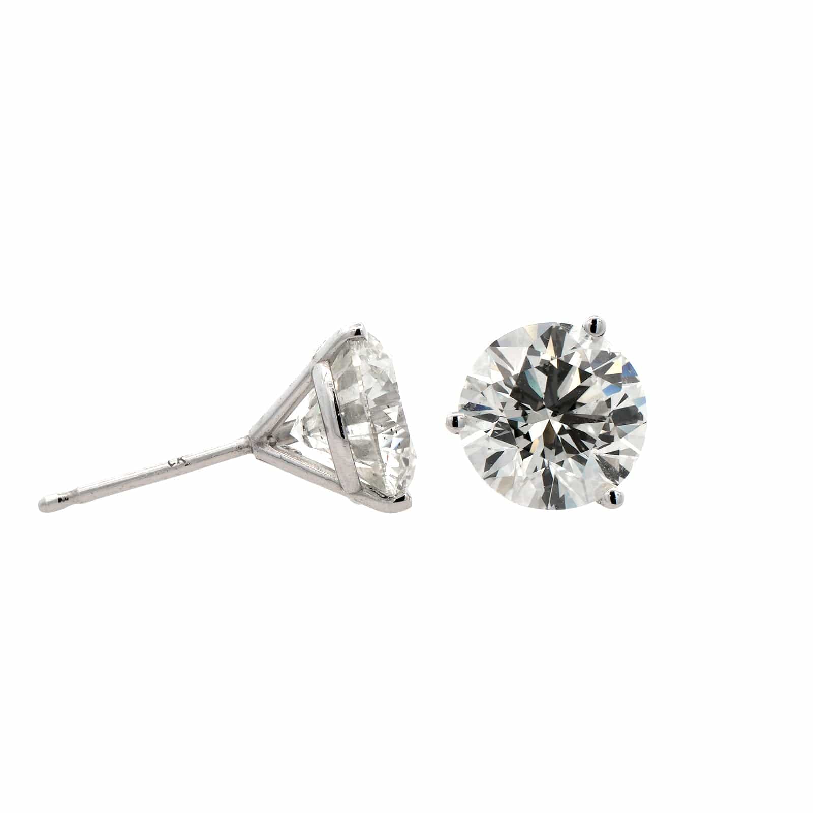 14K White Gold 4.02CTW Diamond Stud Earrings - Image 3