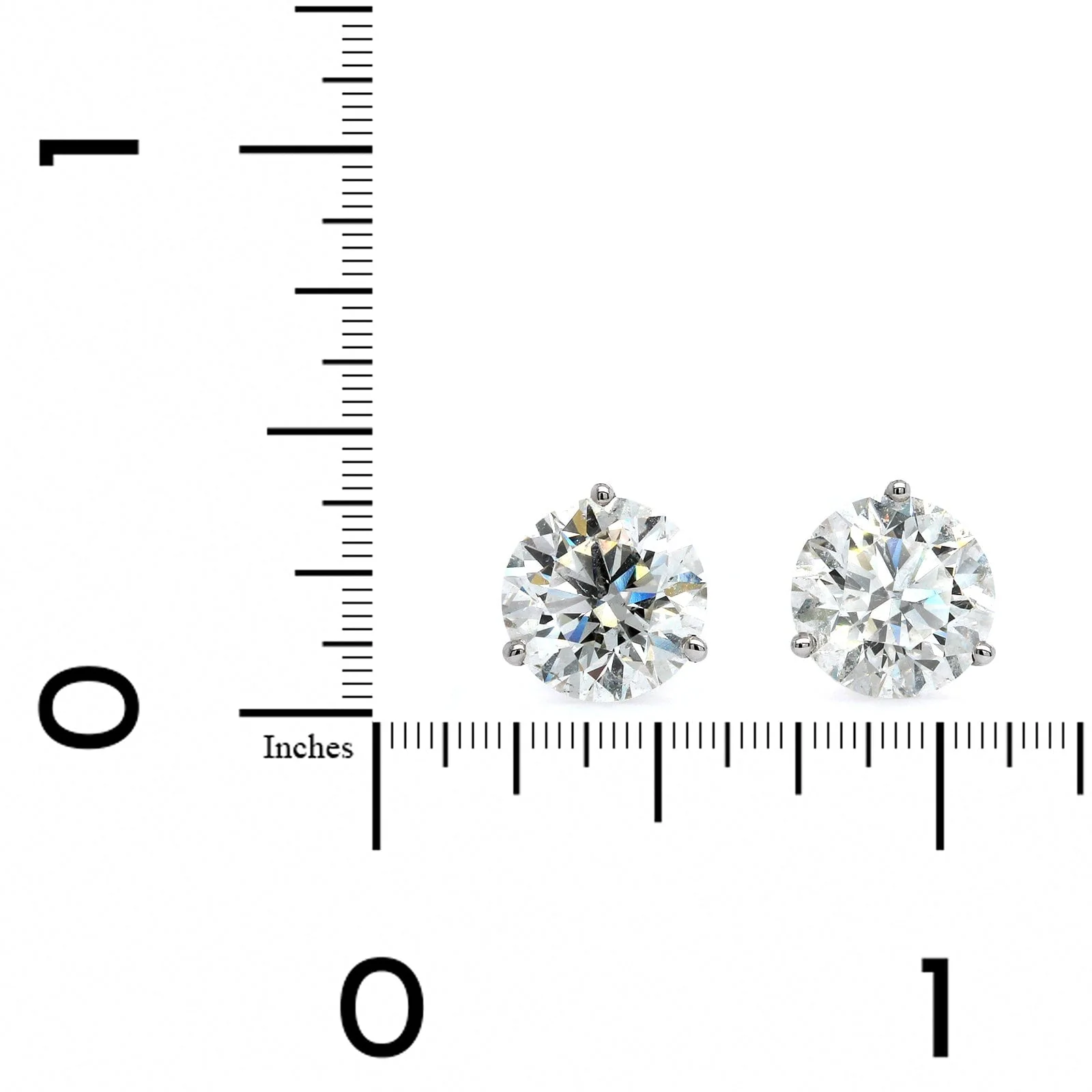 14K White Gold 3 Prong Diamond Stud Earrings - Image 2