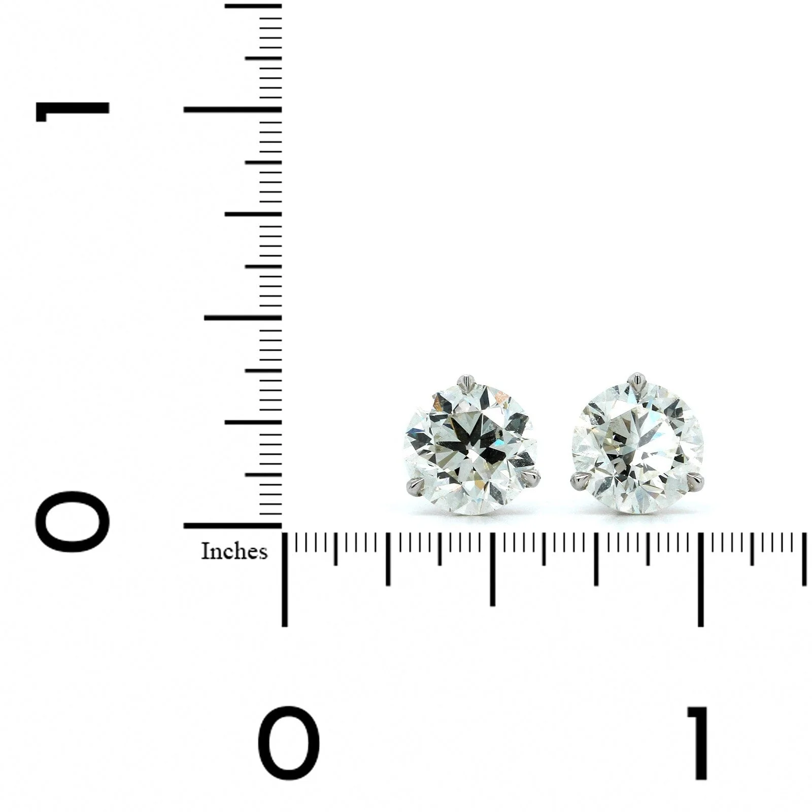 14K White Gold 3 Prong 4CTW Diamond Stud Earrings - Image 3