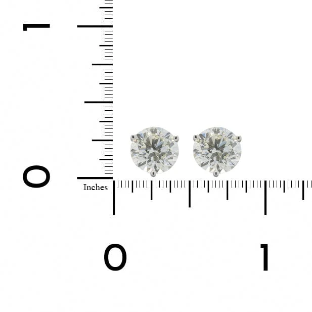 14K White Gold 3 Prong 5CTW Diamond Stud Earrings - Image 2