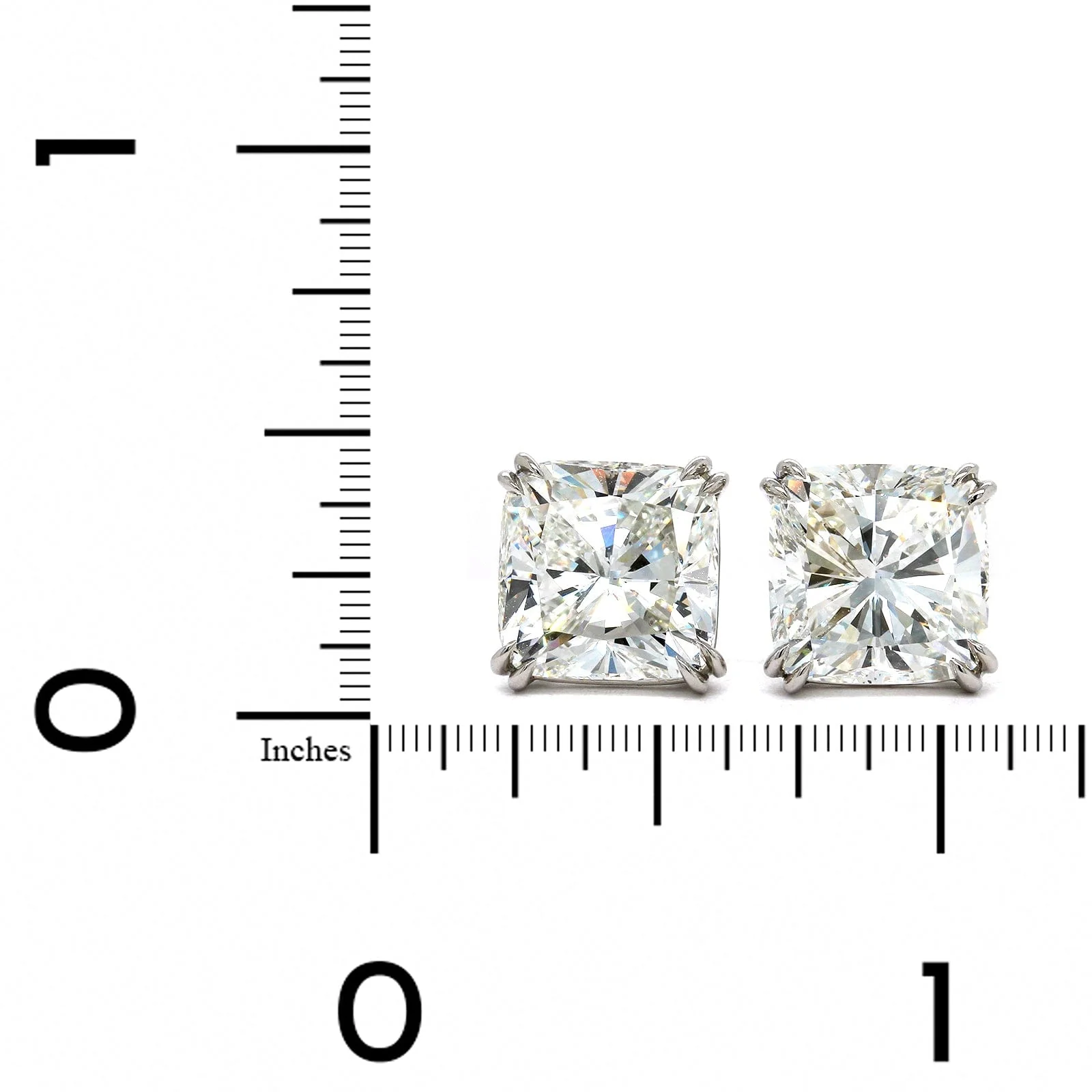 Platinum Cushion Cut Diamond Stud Earrings - Image 2
