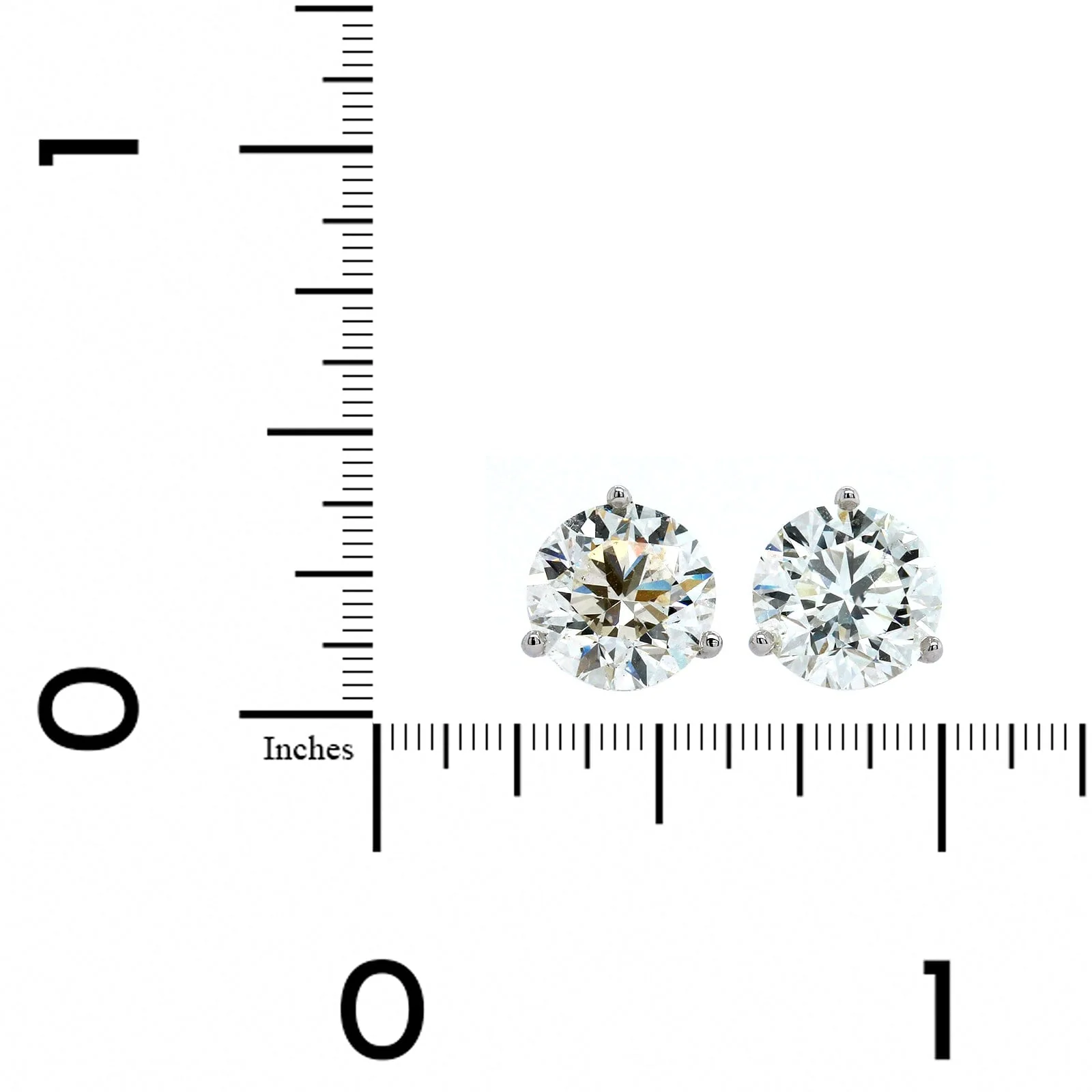 14K White Gold 3 Prong Diamond Stud Earrings - Image 3