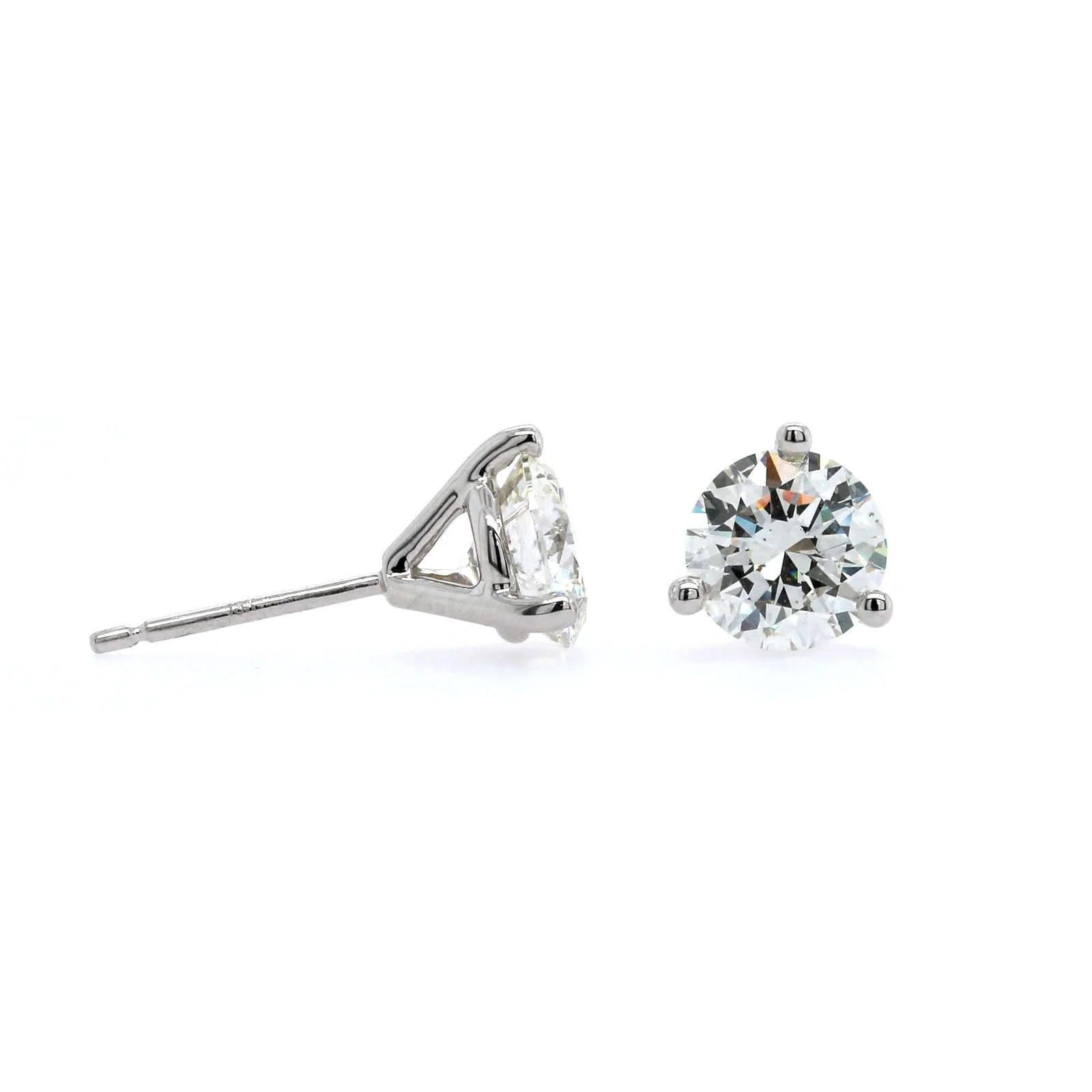 18K White Gold Diamond Stud Earrings - Image 3