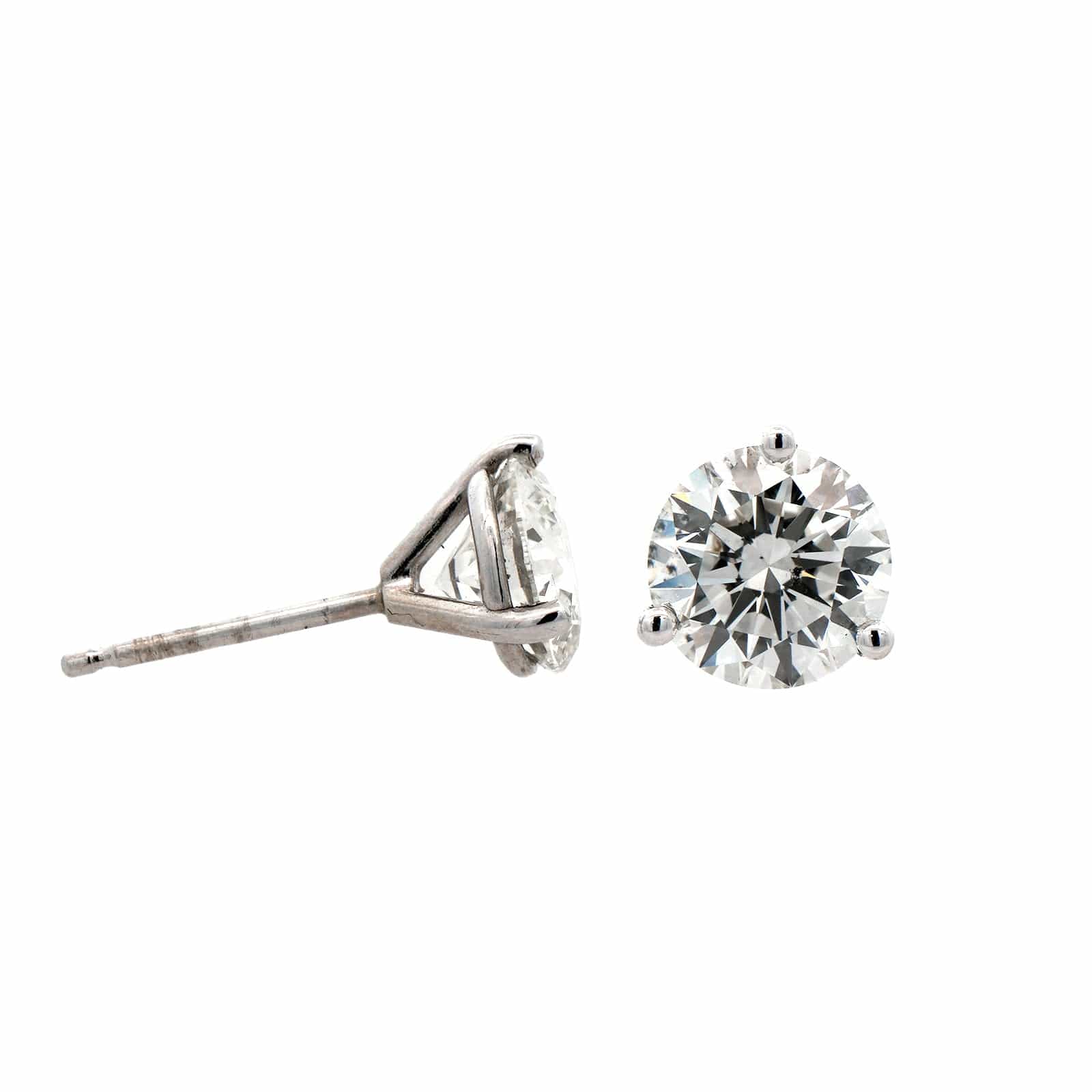 14K White Gold 2.00CTW Diamond Stud Earrings - Image 3