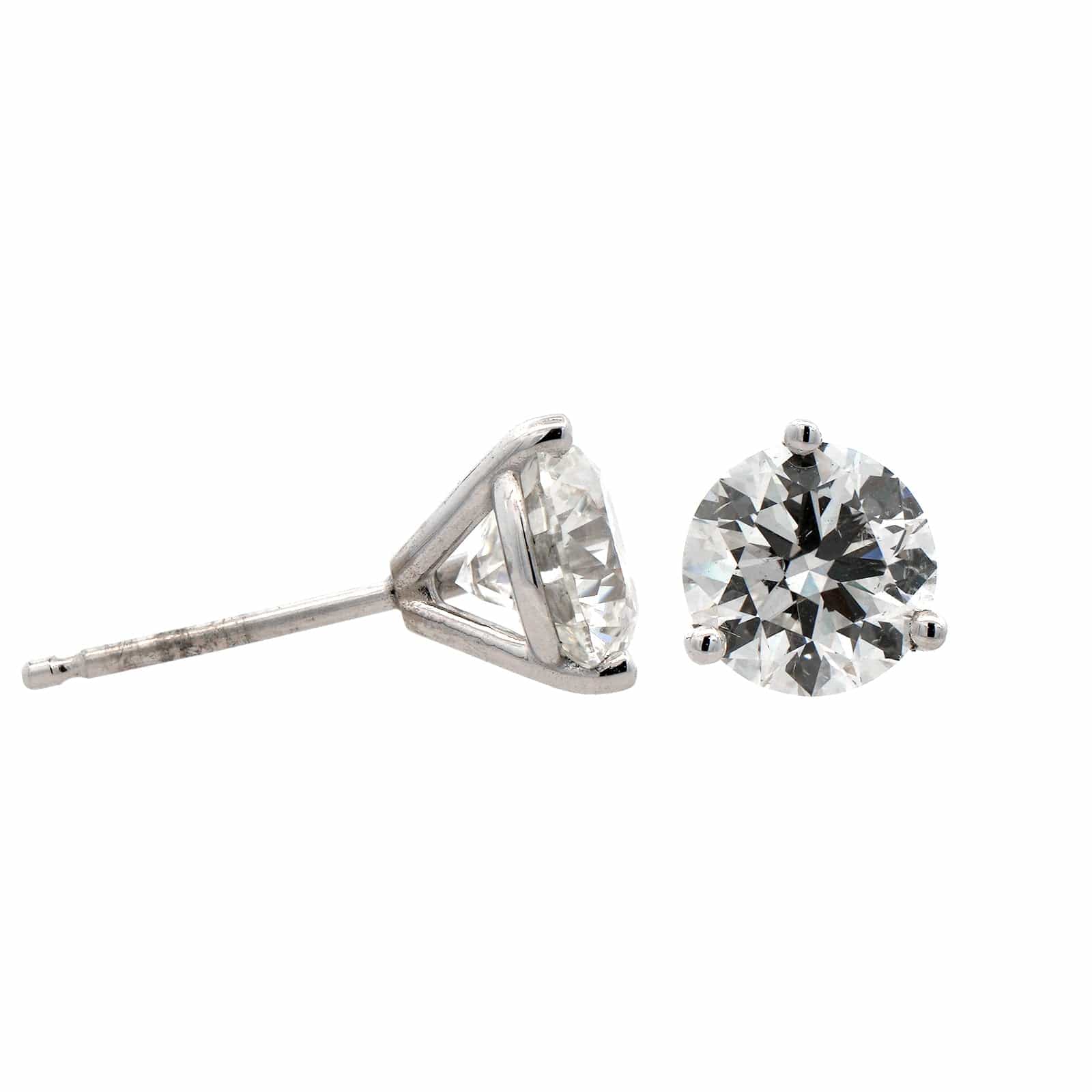 14K White Gold 2.11CTW Diamond Stud Earrings