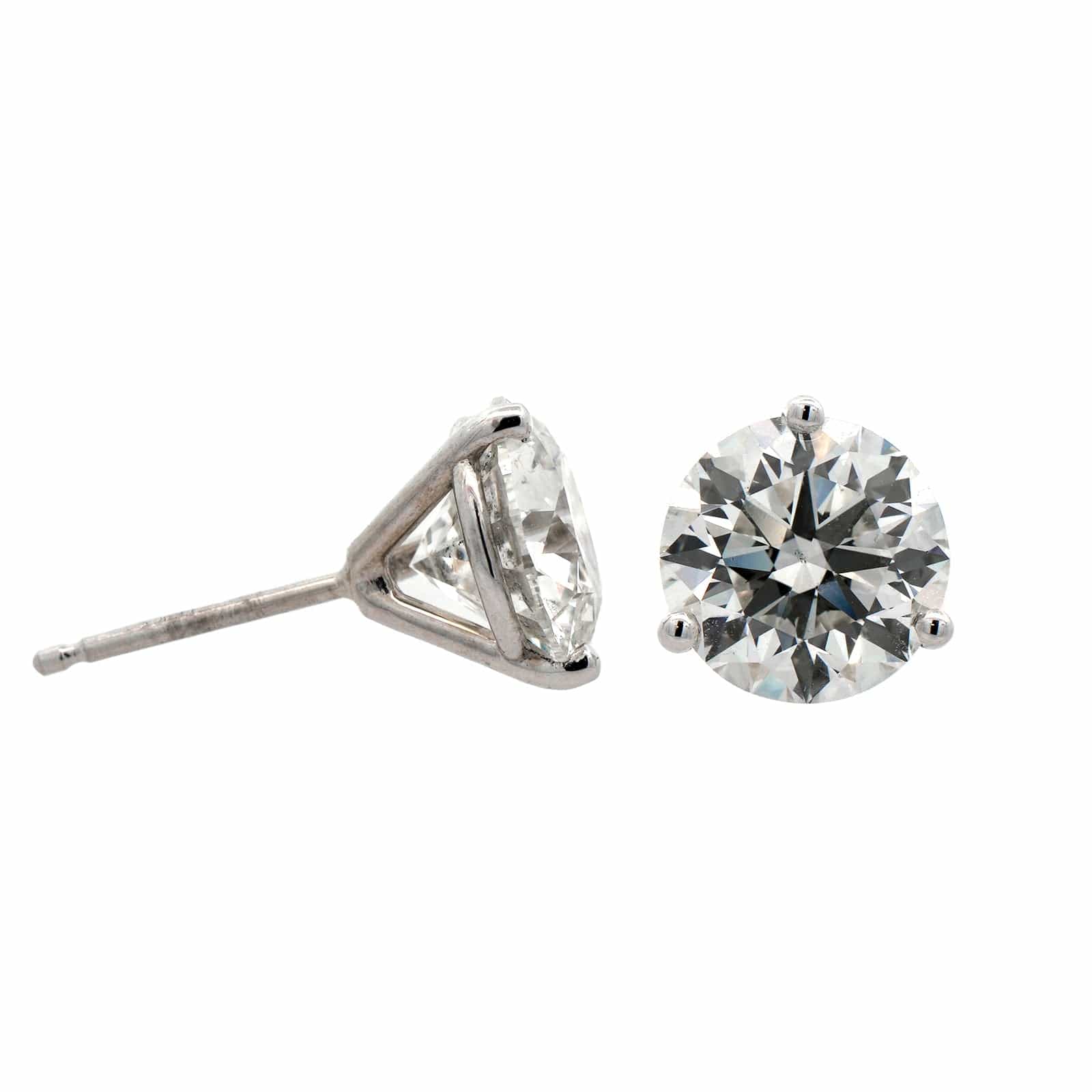 14K White Gold 4.03CTW Diamond Stud Earrings - Image 3