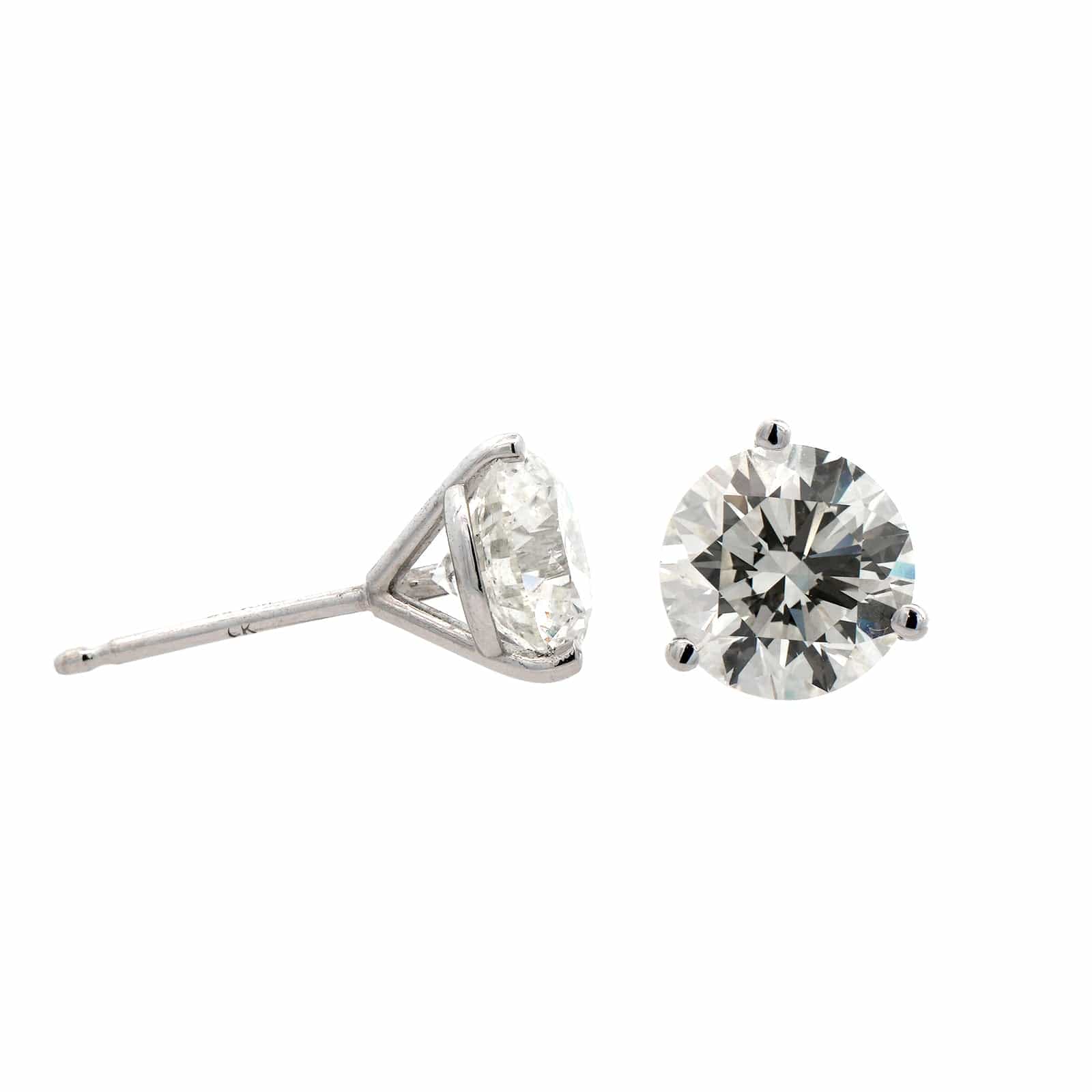 14K White Gold 2.40CTW Diamond Stud Earrings - Image 3